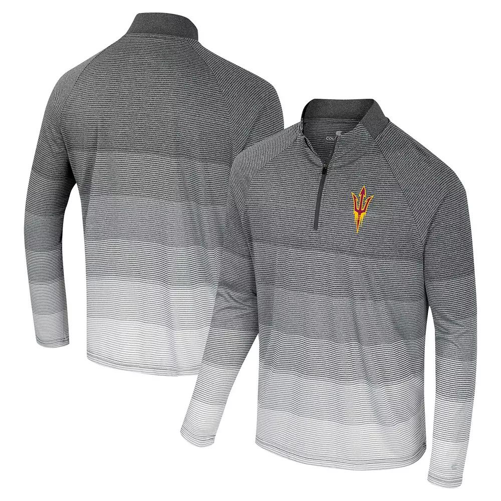 Men's Colosseum Gray Clemson Tigers AI Striped Mesh Quarter-Zip Raglan Windshirt,  Product Image