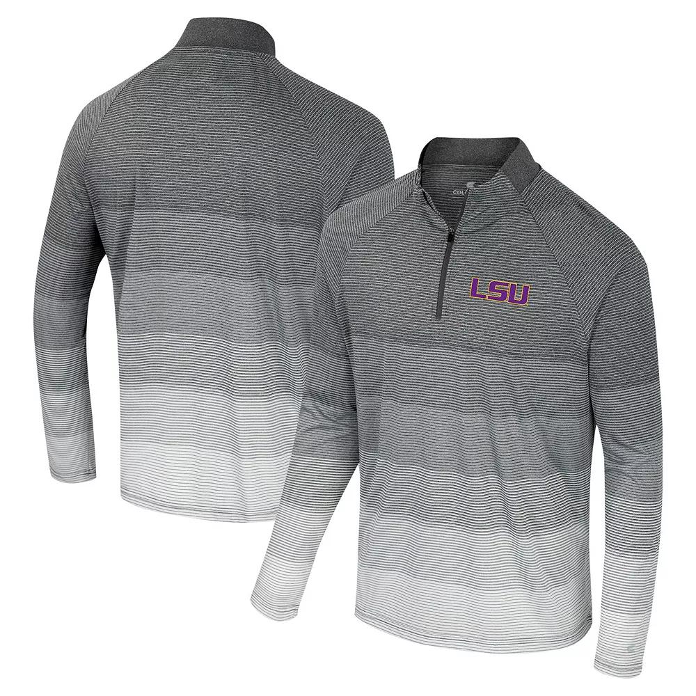 Men's Colosseum Gray Clemson Tigers AI Striped Mesh Quarter-Zip Raglan Windshirt,  Product Image