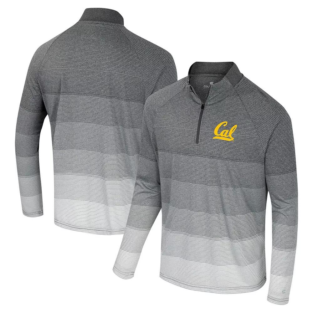 Men's Colosseum Gray Rutgers Scarlet Knights AI Striped Mesh Quarter-Zip Raglan Windshirt,  Product Image