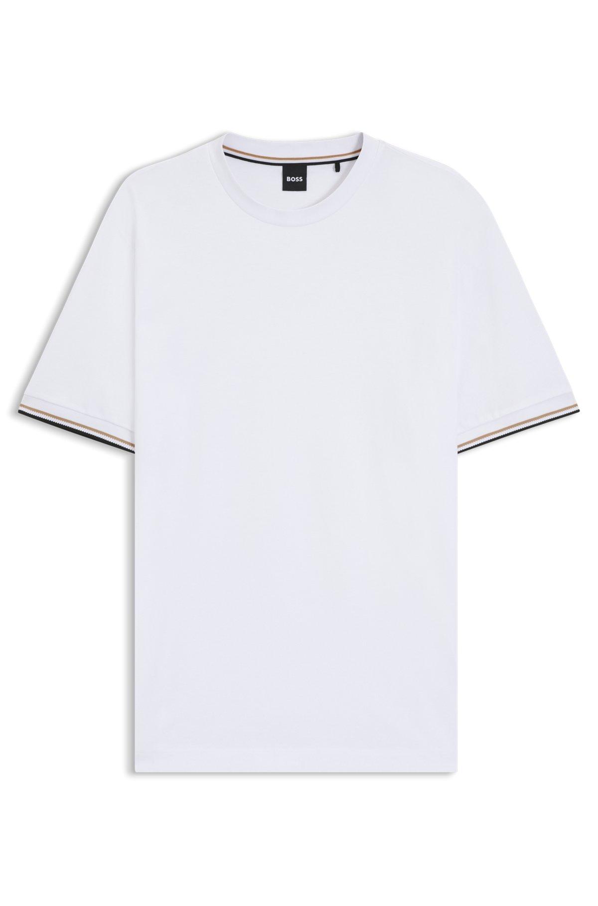 Cotton-jersey T-shirt with signature-stripe cuffs Product Image