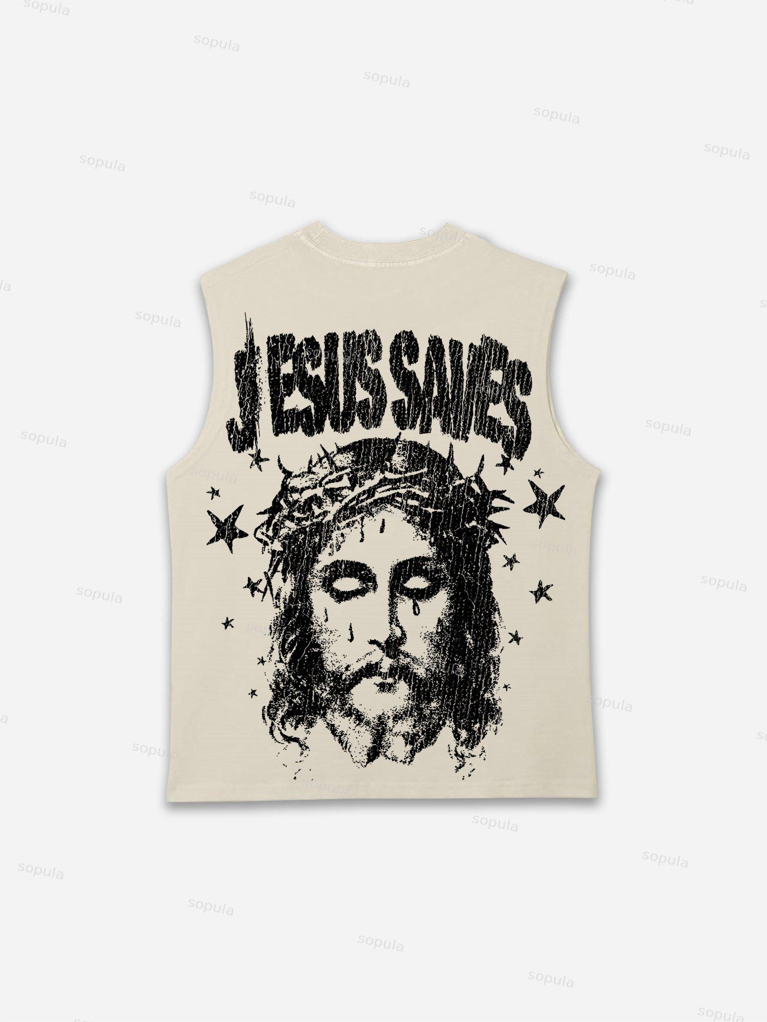 Jesus Saves Graphic Print Tank Top Product Image