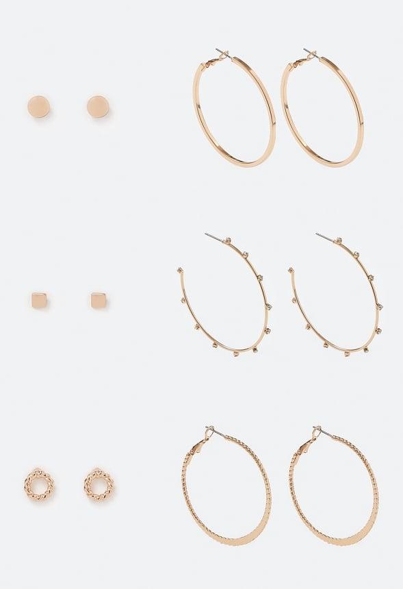 6-Pairs Pack Alia Mixed Studs and Hoops Earrings Product Image