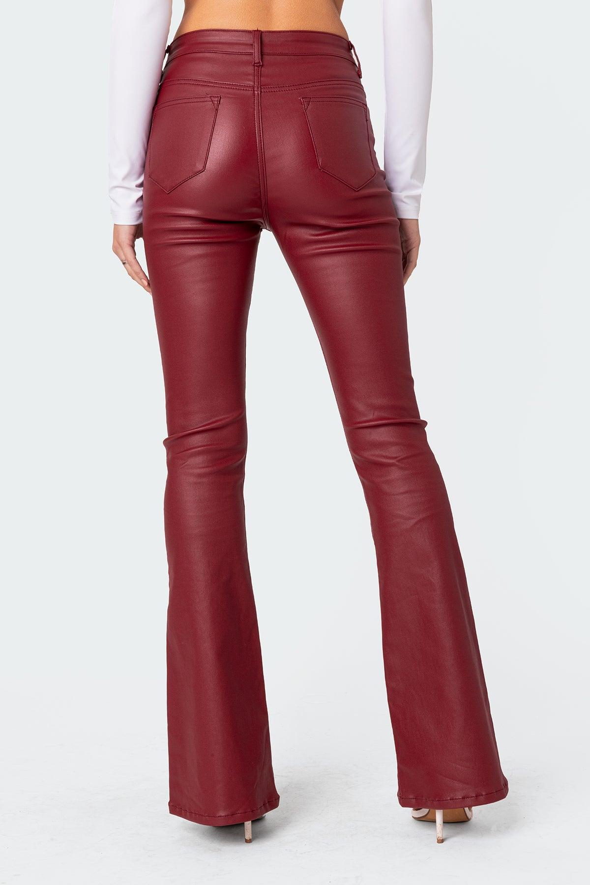 Luna Faux Leather Mid Rise Flared Jeans Product Image