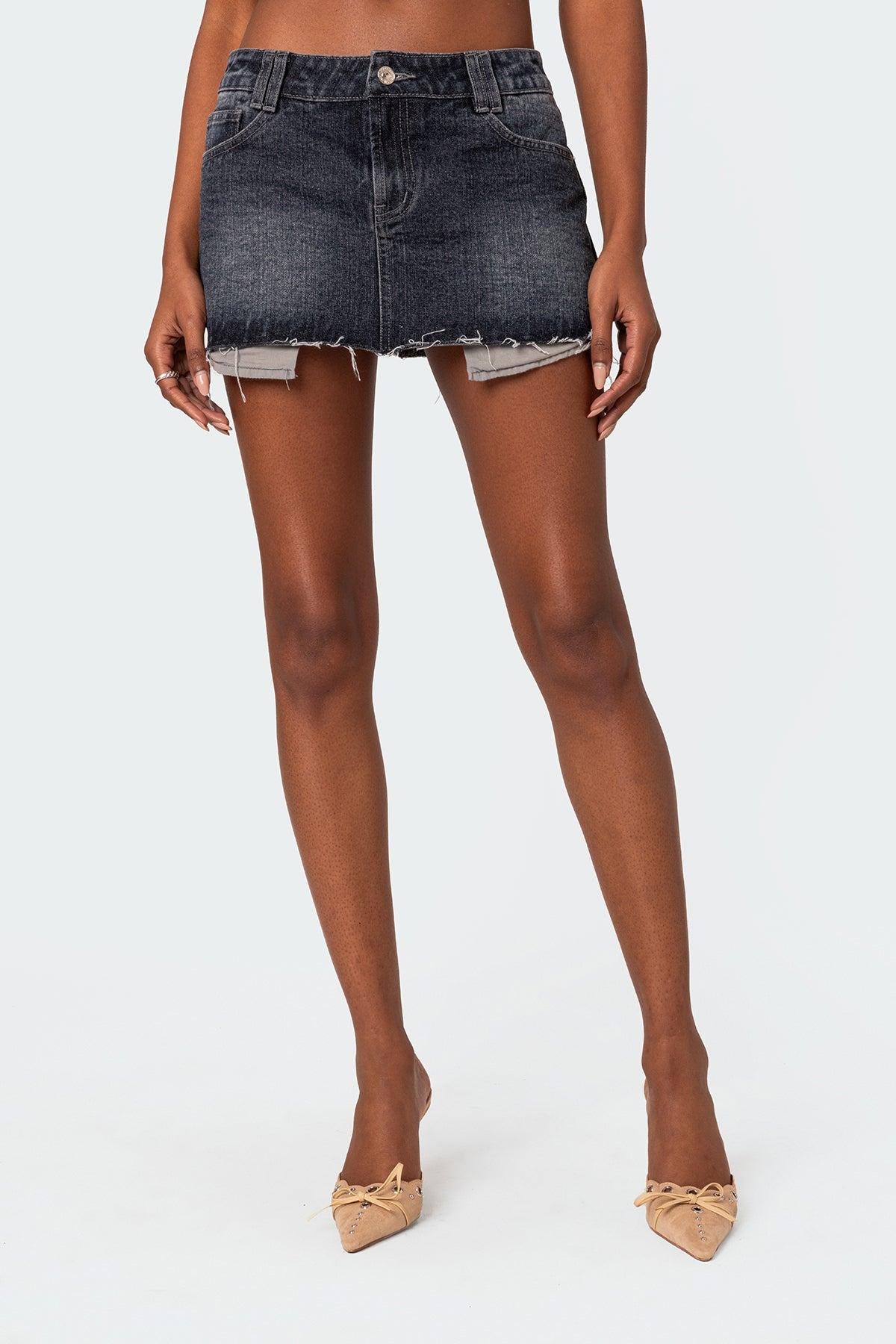 Washed Denim Mini Skirt Product Image