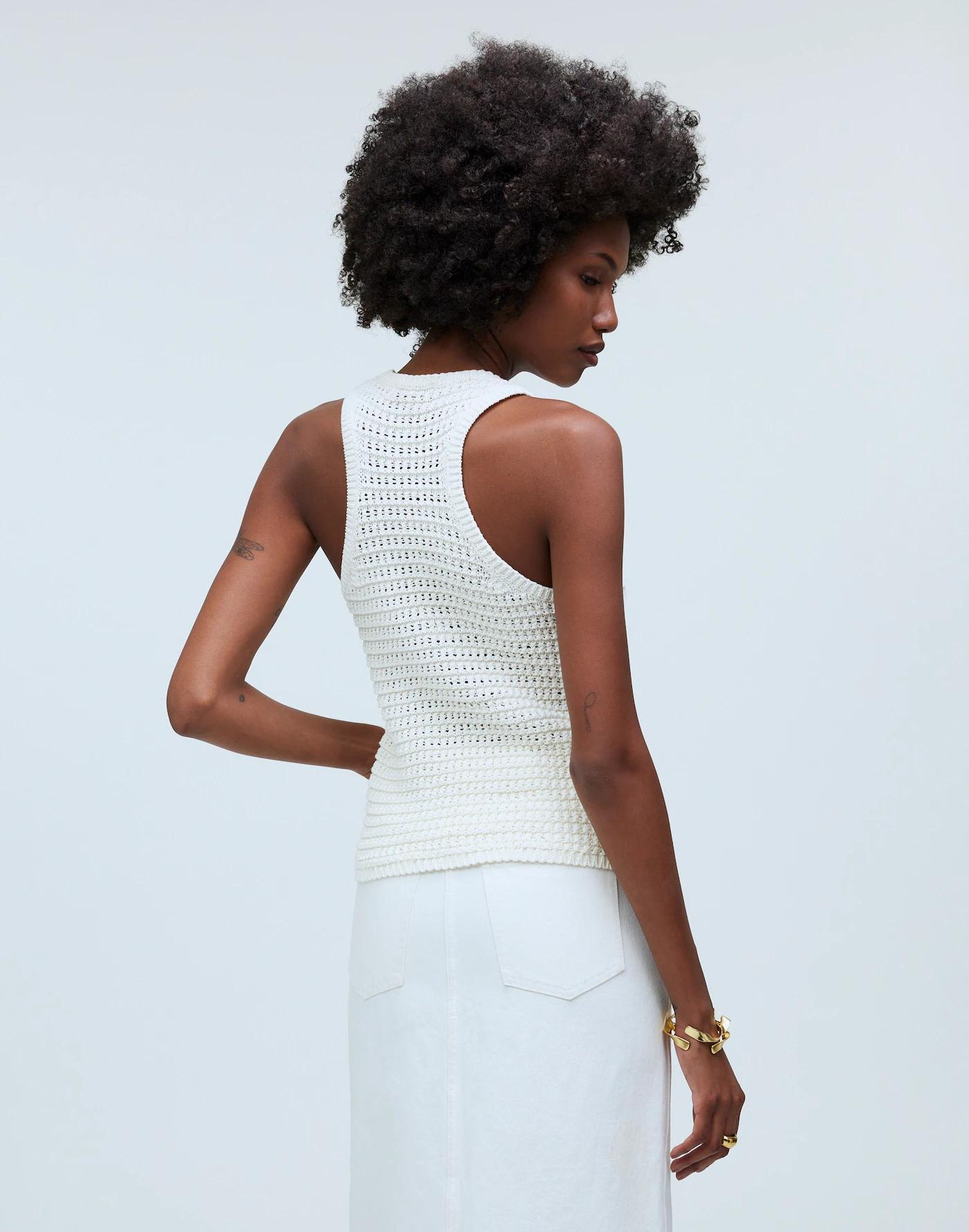 Crochet-Knit Crewneck Sweater Tank Product Image