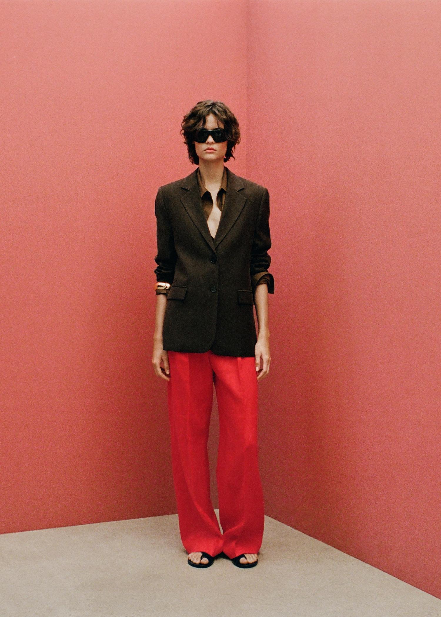 Straight-fit linen suit pants - Women | MANGO USA Product Image