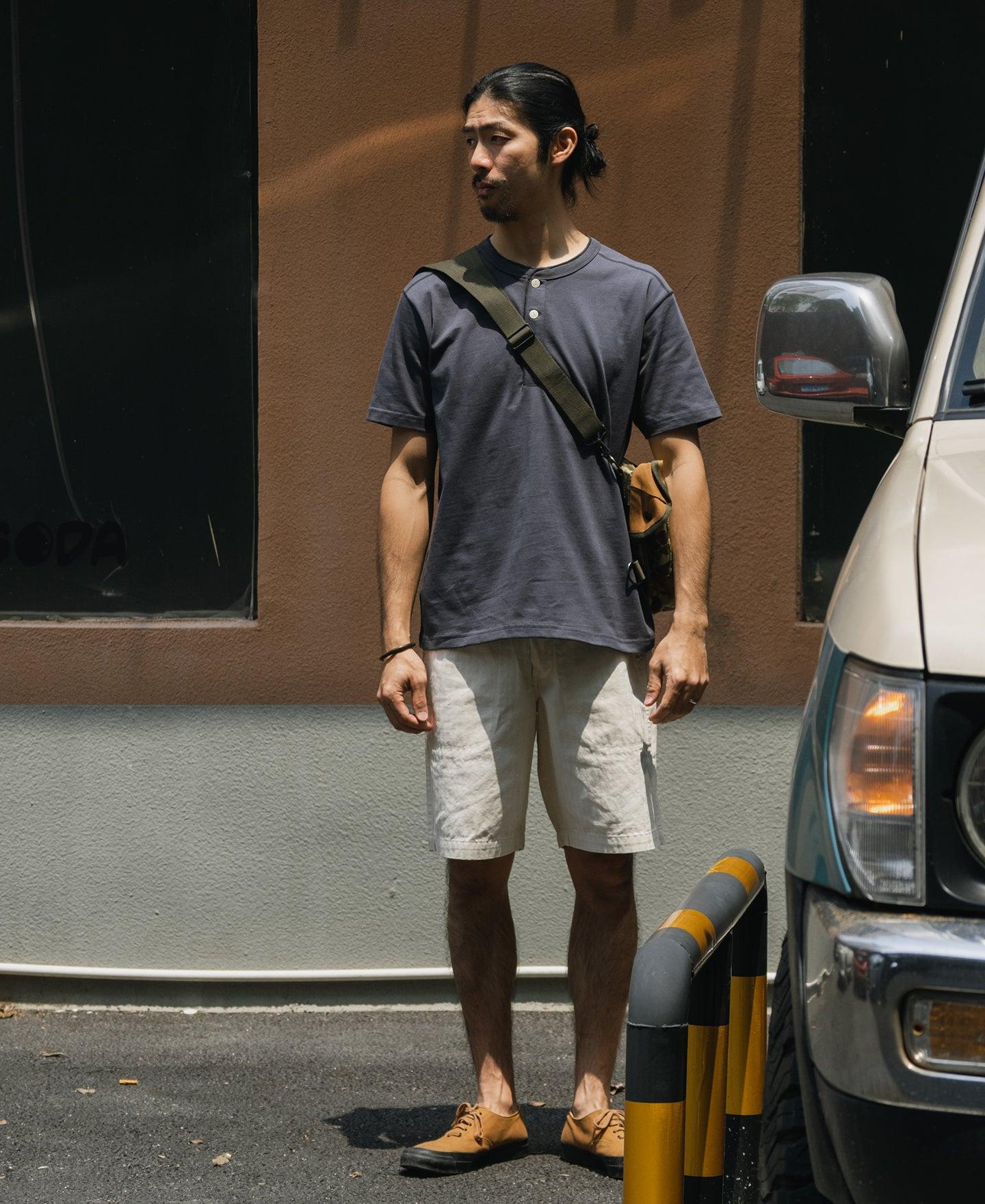 10.6 oz Cotton Short Sleeve Henley T-Shirt - White Product Image