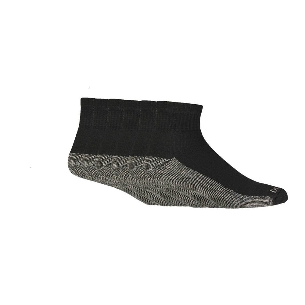 Dickies Men's 6pk Moisture Control Quarter Socks - Black 10-12: Ankle Height, Tagless Design Product Image