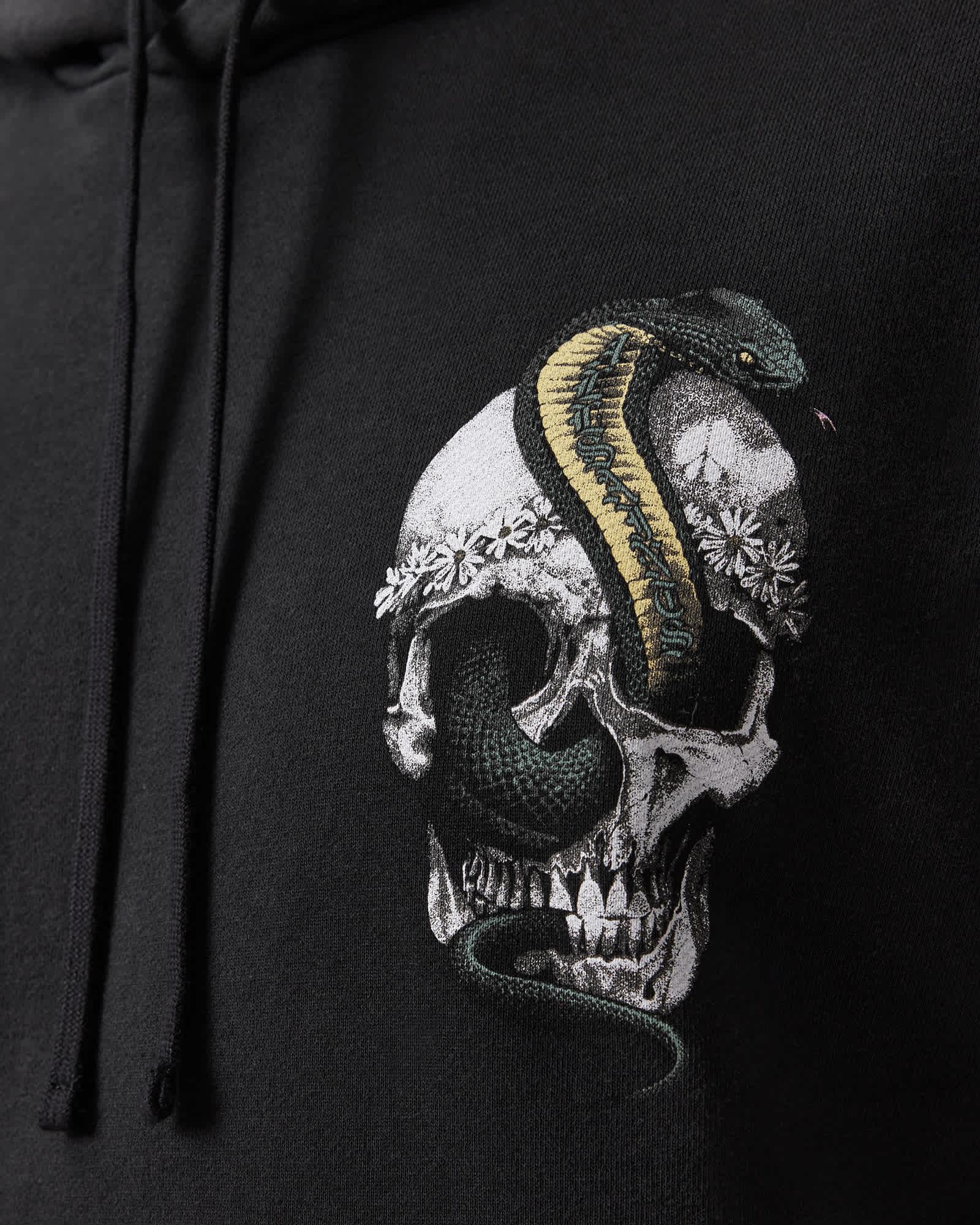 Snakehead Graphic Hoodie Washed Black | ALLSAINTS US Product Image