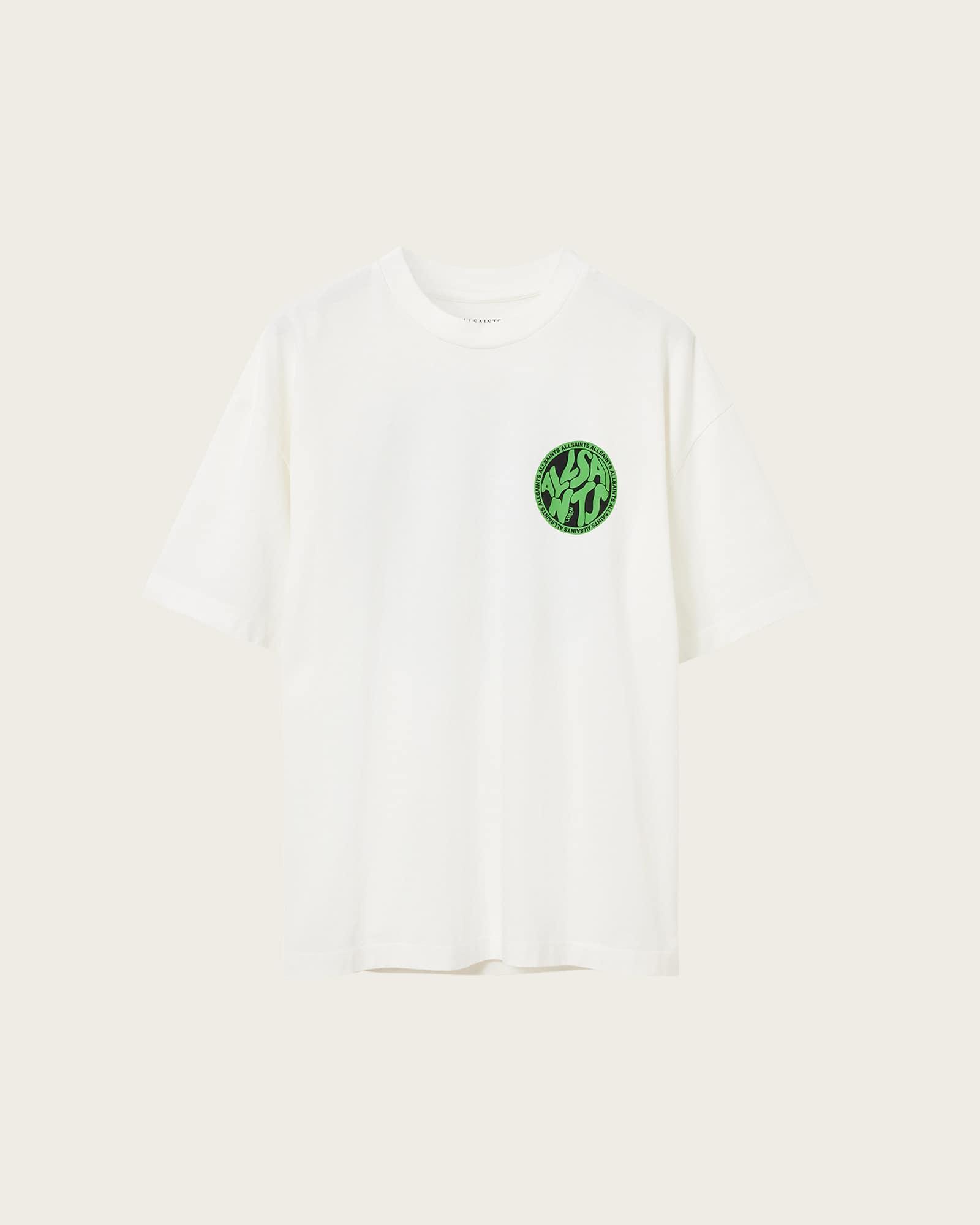 Distortion Short Sleeve T-Shirt ASHEN WHITE/GREEN | ALLSAINTS US Product Image