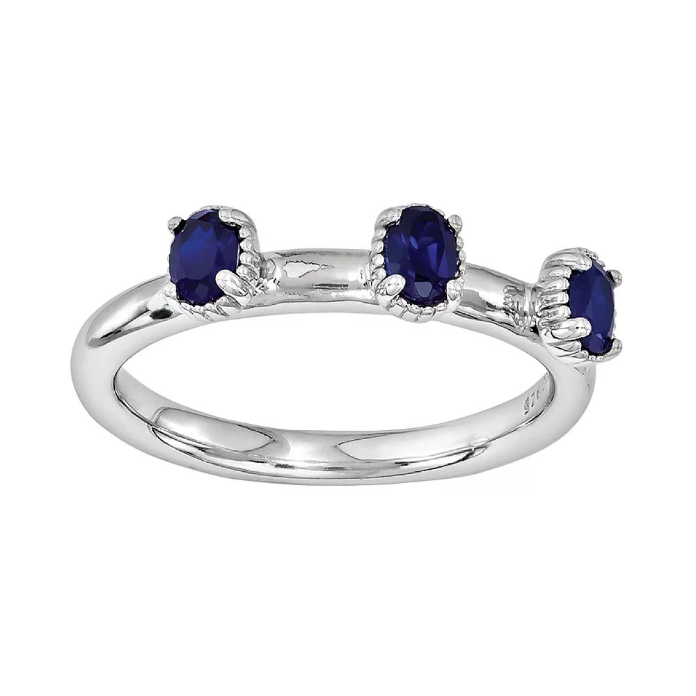 Stacks & Stones Sterling Silver Lab-Created Sapphire Stack Ring, Women's, Size: 5, Blue Product Image
