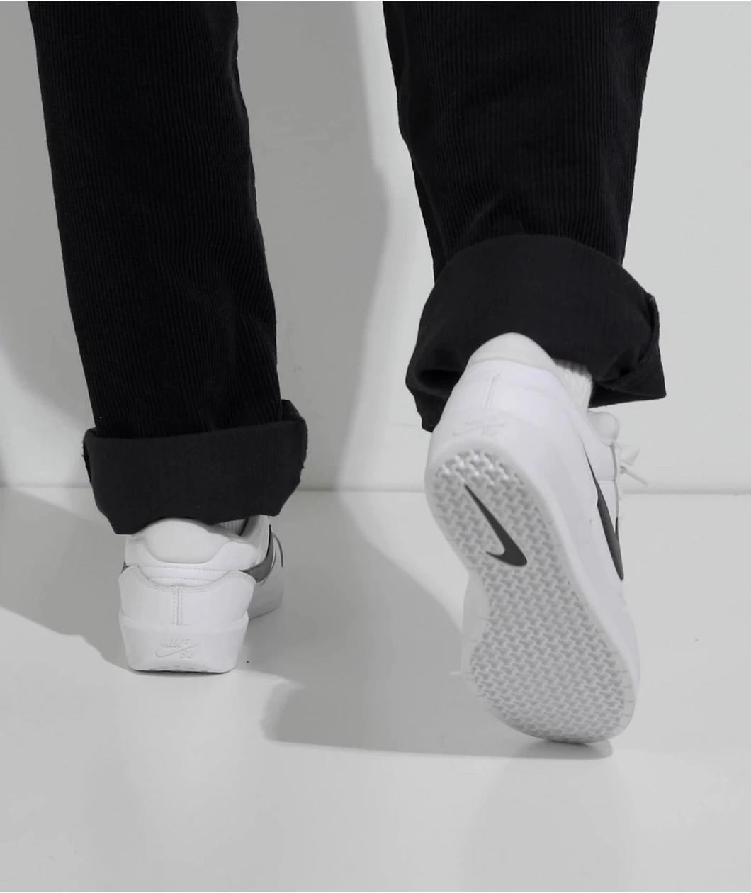 Nike SB Force 58 White & Black Leather Skate Shoes Product Image