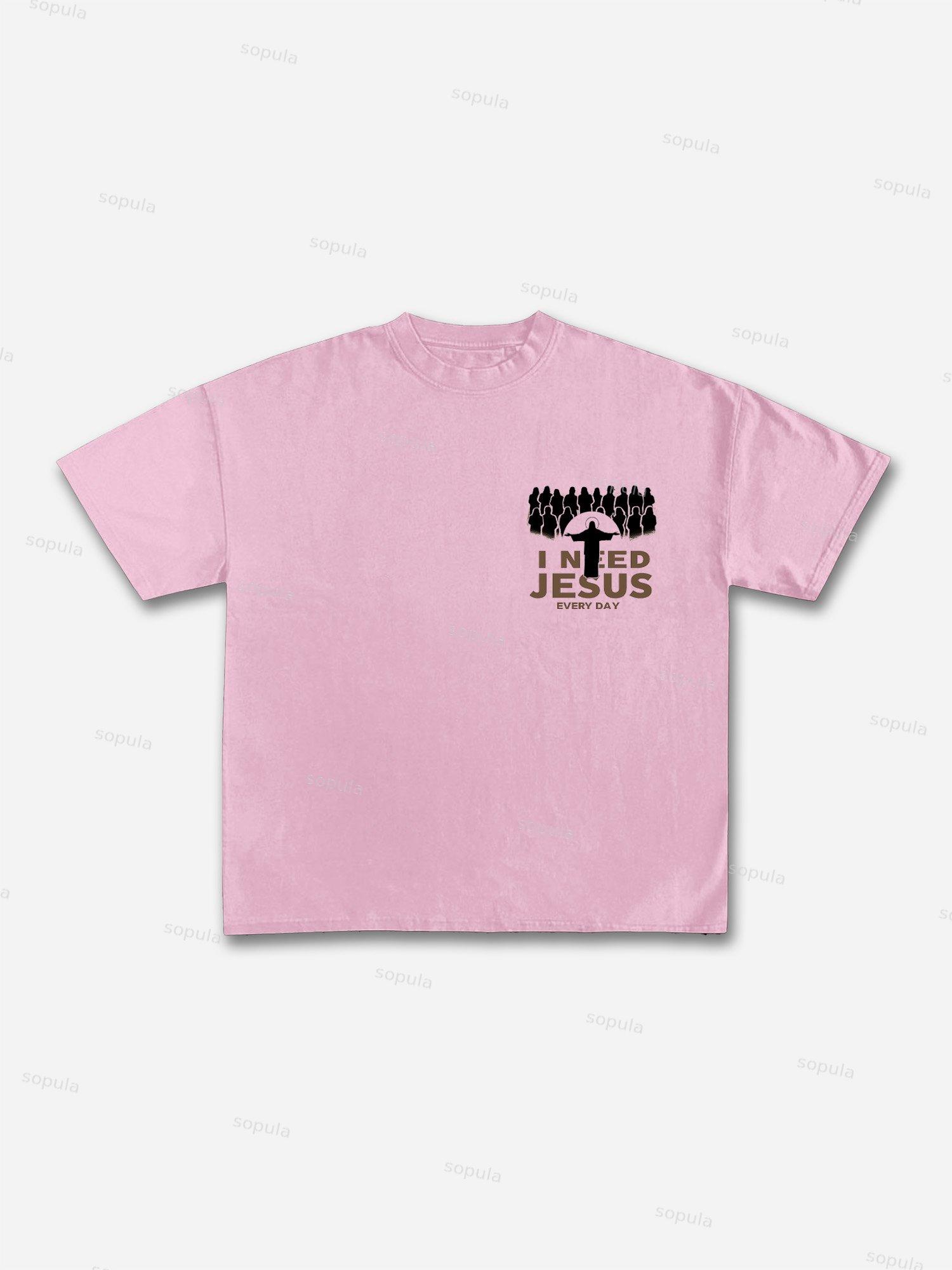 I Need Jesus Cotton T-shirt Product Image