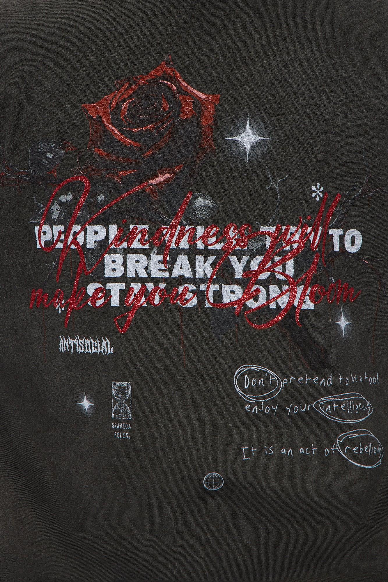 Anti Social Roses Washed Tee - Black Product Image