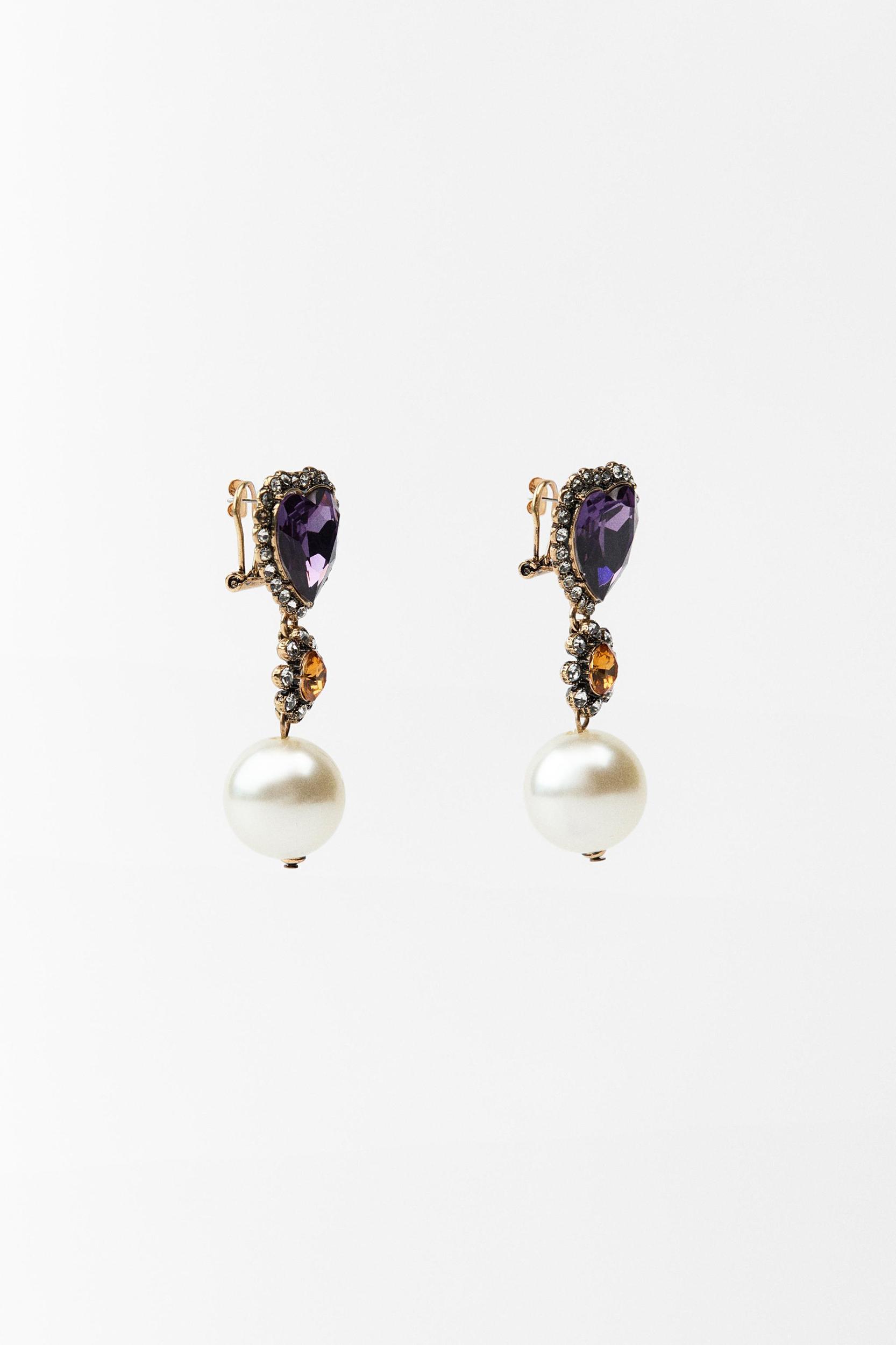 JEWELED HEART EARRINGS Product Image