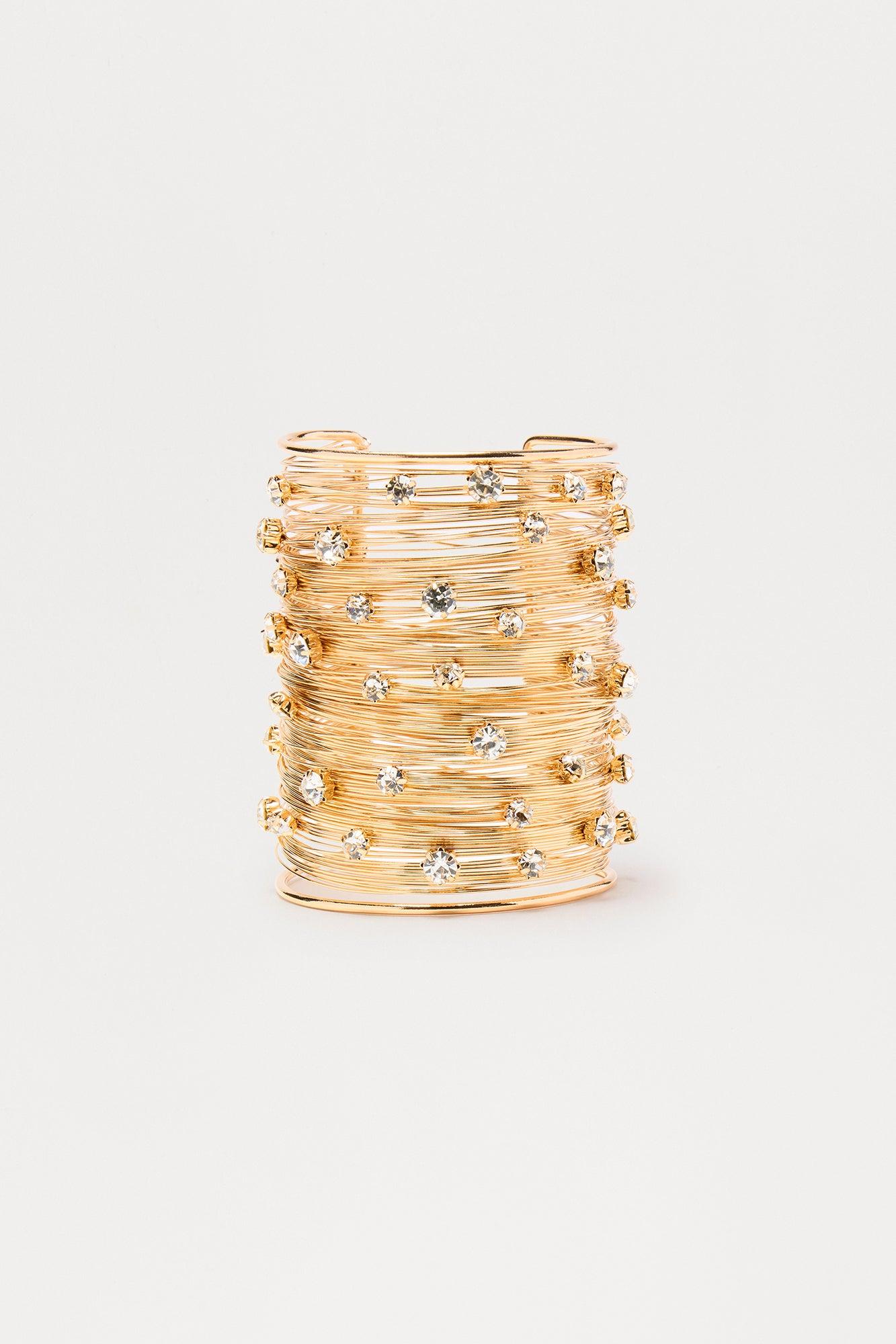 Cover Up Rhinestone Jewels Cuff Bracelet - Gold Female Product Image