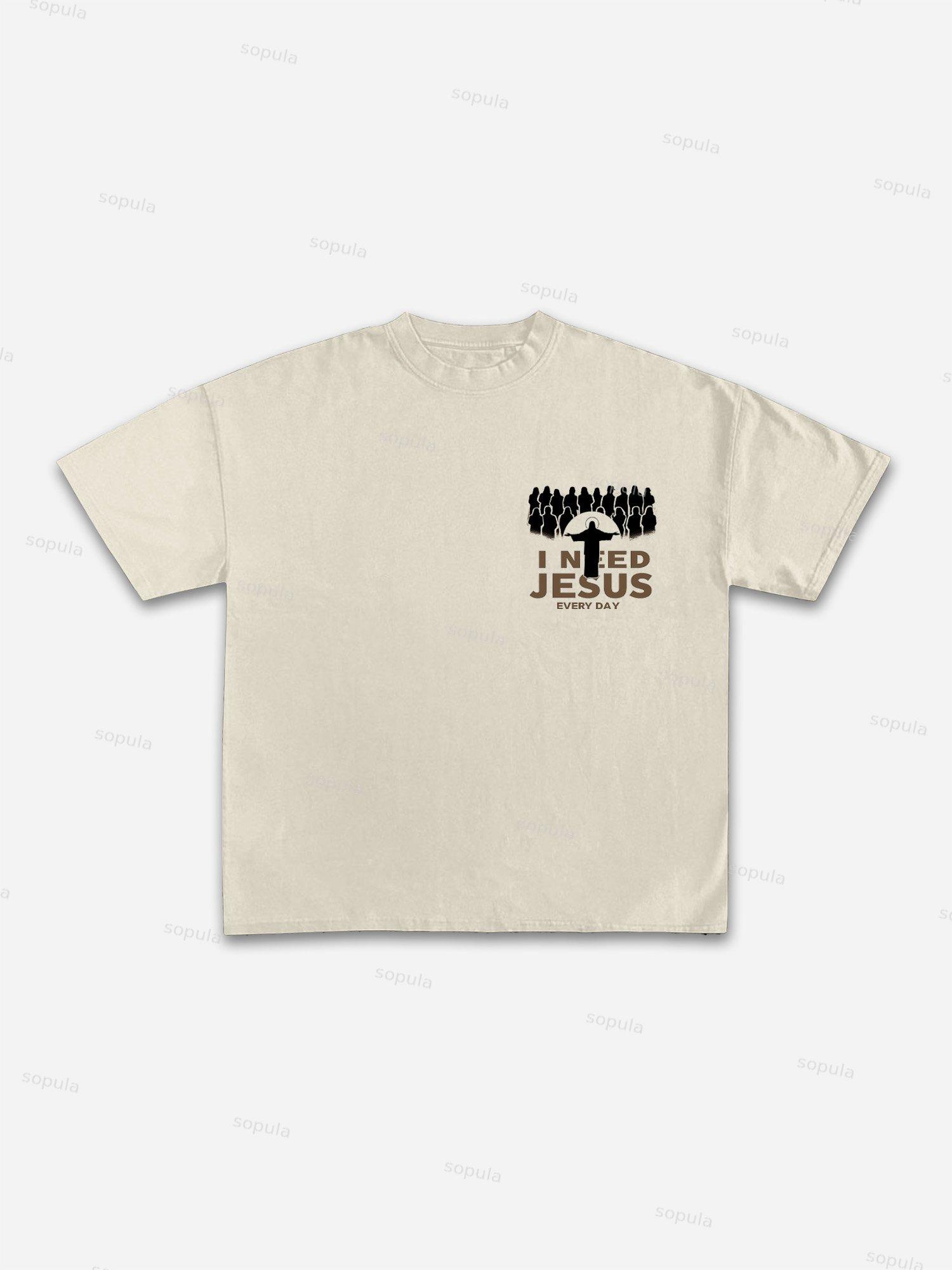 I Need Jesus Cotton T-shirt Product Image