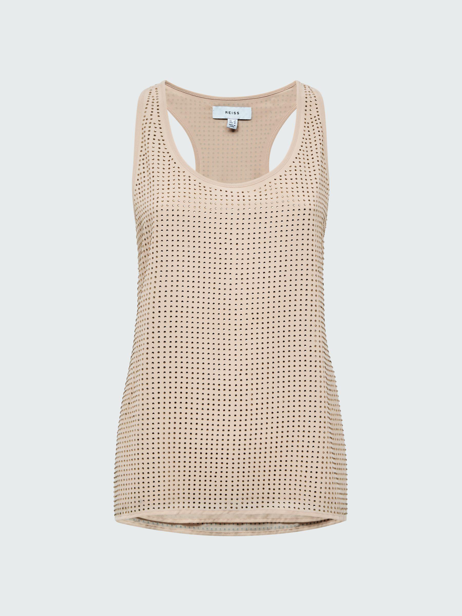 Embellished Scoop Neck Vest in Nude Product Image