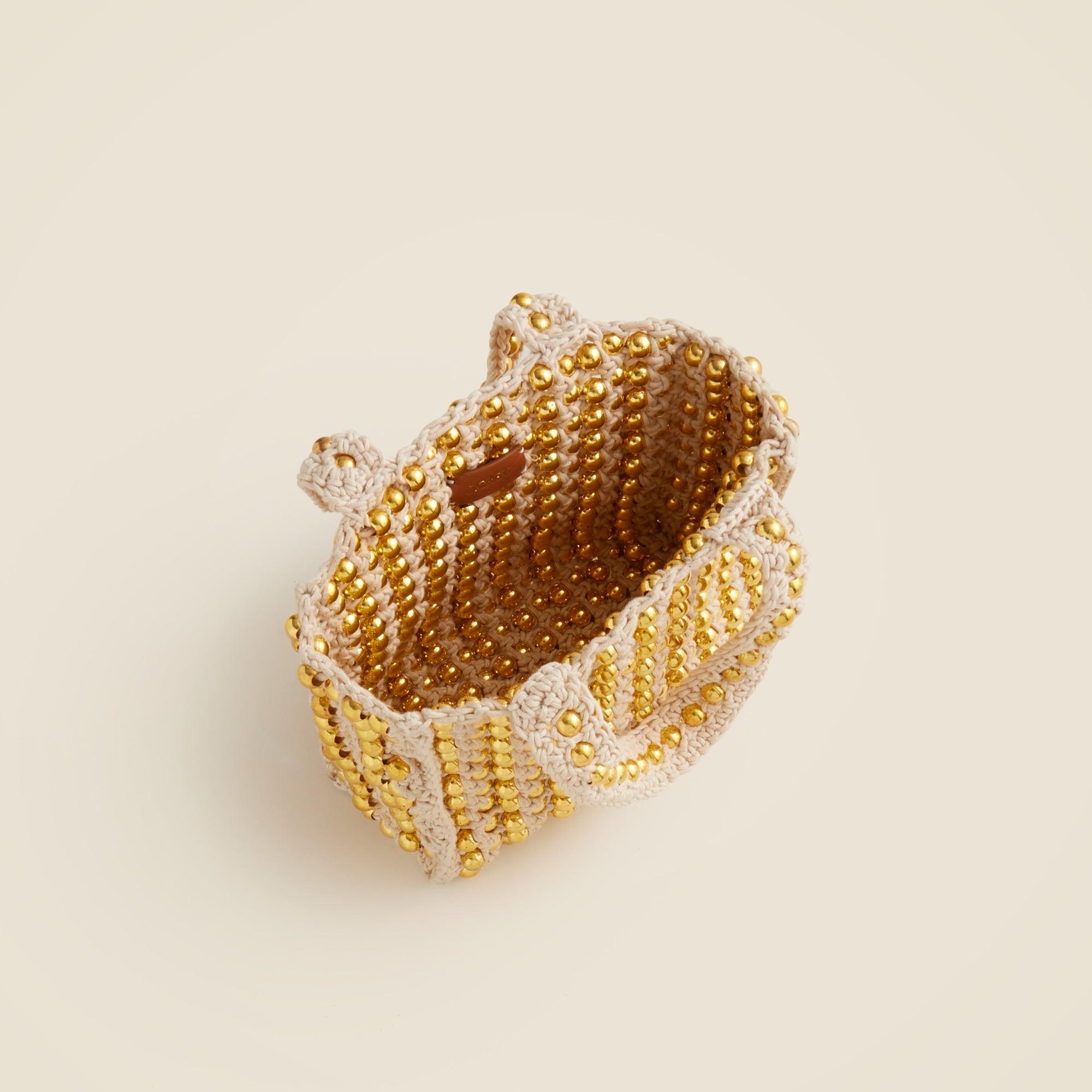 Small handknotted crochet bag with beads Product Image