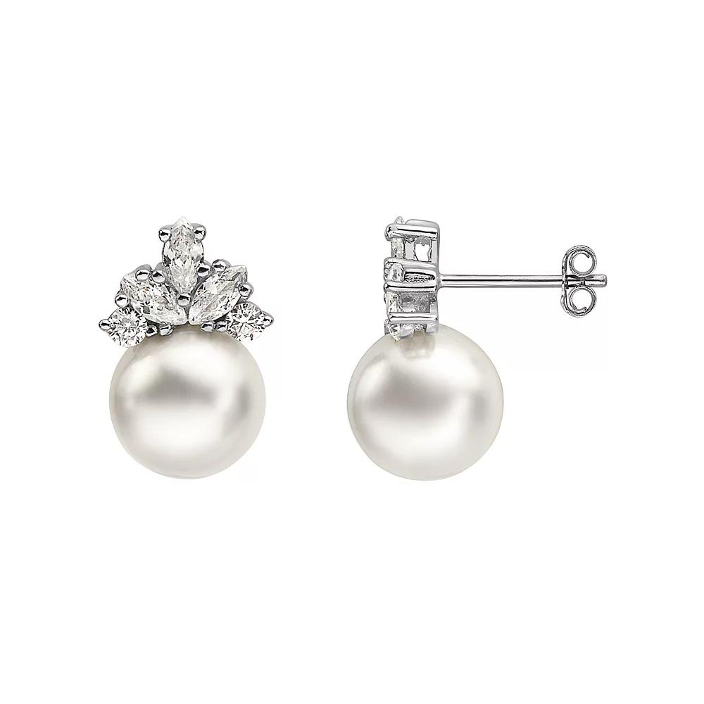 Sterling Silver Freshwater Cultured Pearl Stud Earrings, Women's Product Image