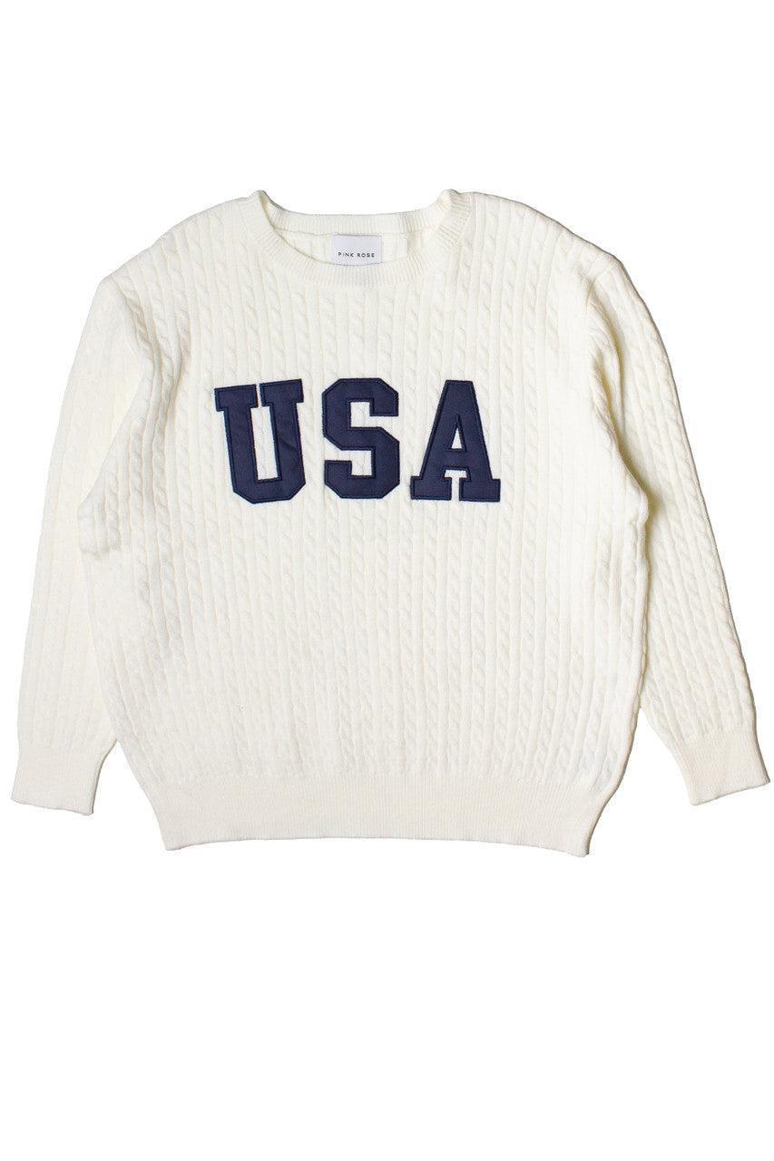 Cable Knit USA Sweater Product Image