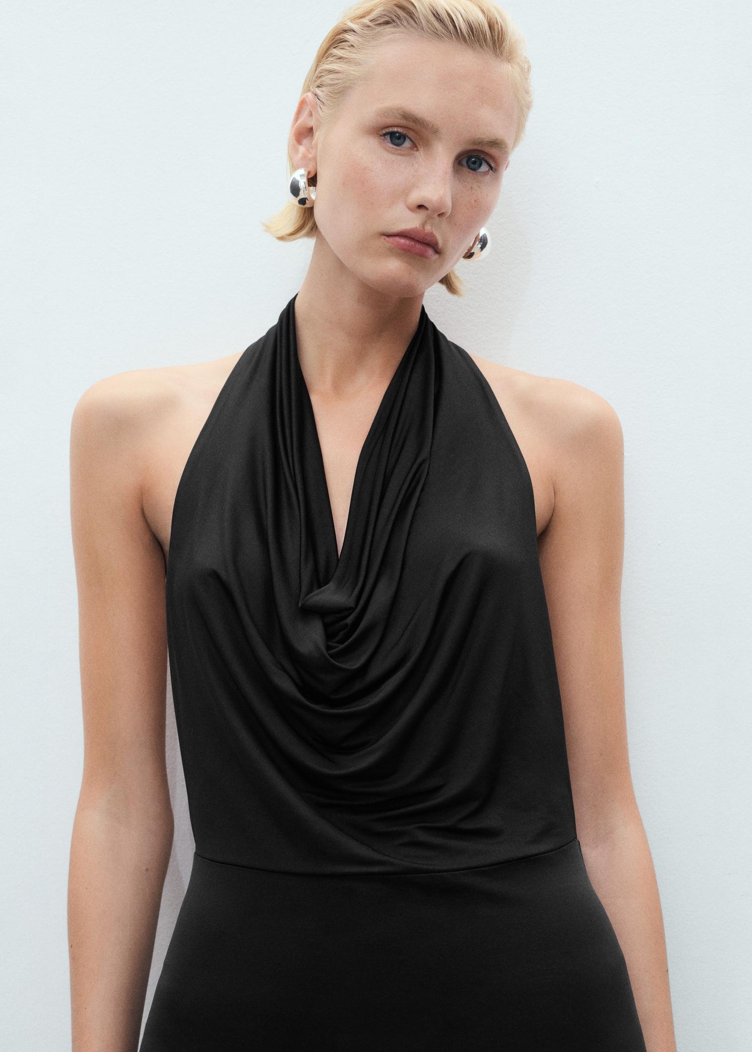 Draped open-back dress - Women | MANGO USA Product Image
