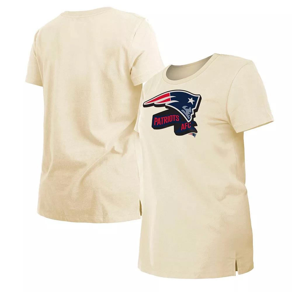 Women's New Era Cream New England Patriots Chrome Sideline T-Shirt, Size: Large, Beige Product Image