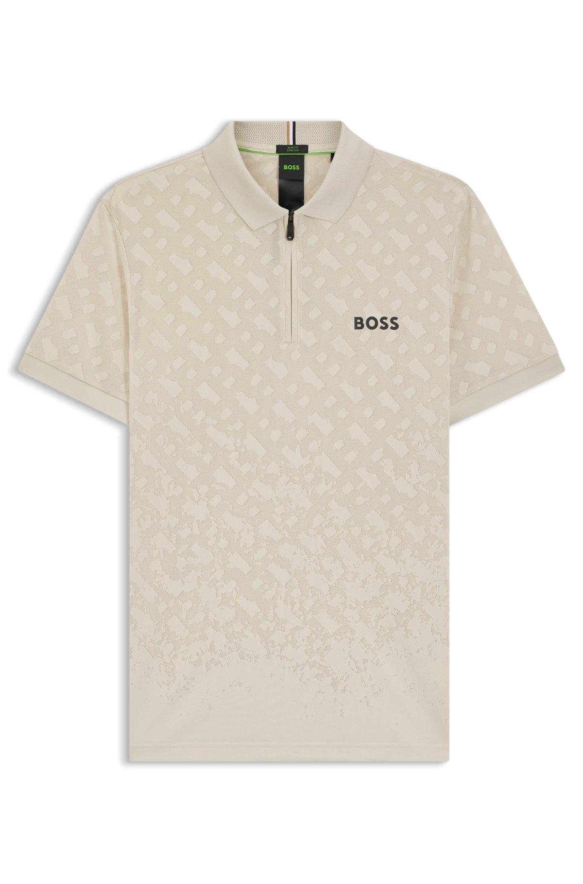Active quick-dry polo shirt with gradient monogram jacquard Product Image