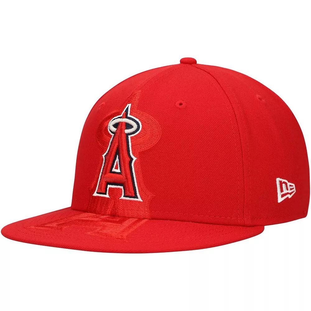 Men's New Era Red Los Angeles Angels Shadow Logo 59FIFTY Fitted Hat,  Product Image