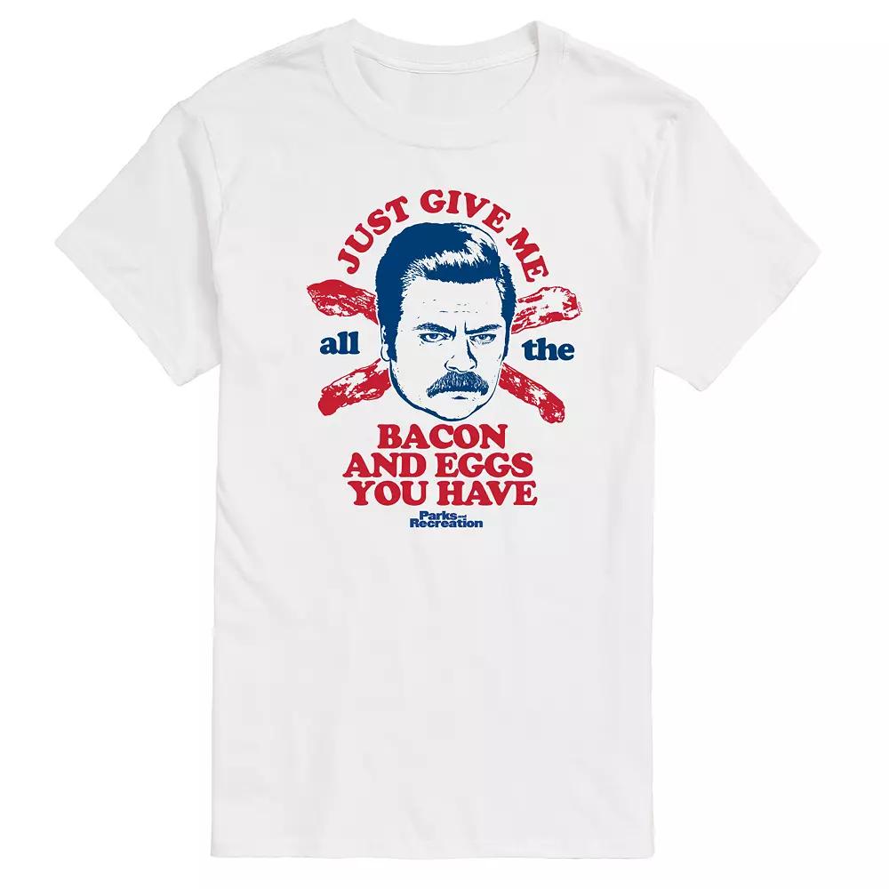 Men's Parks And Recs Ron Bacon Eggs Graphic Tee,  Product Image