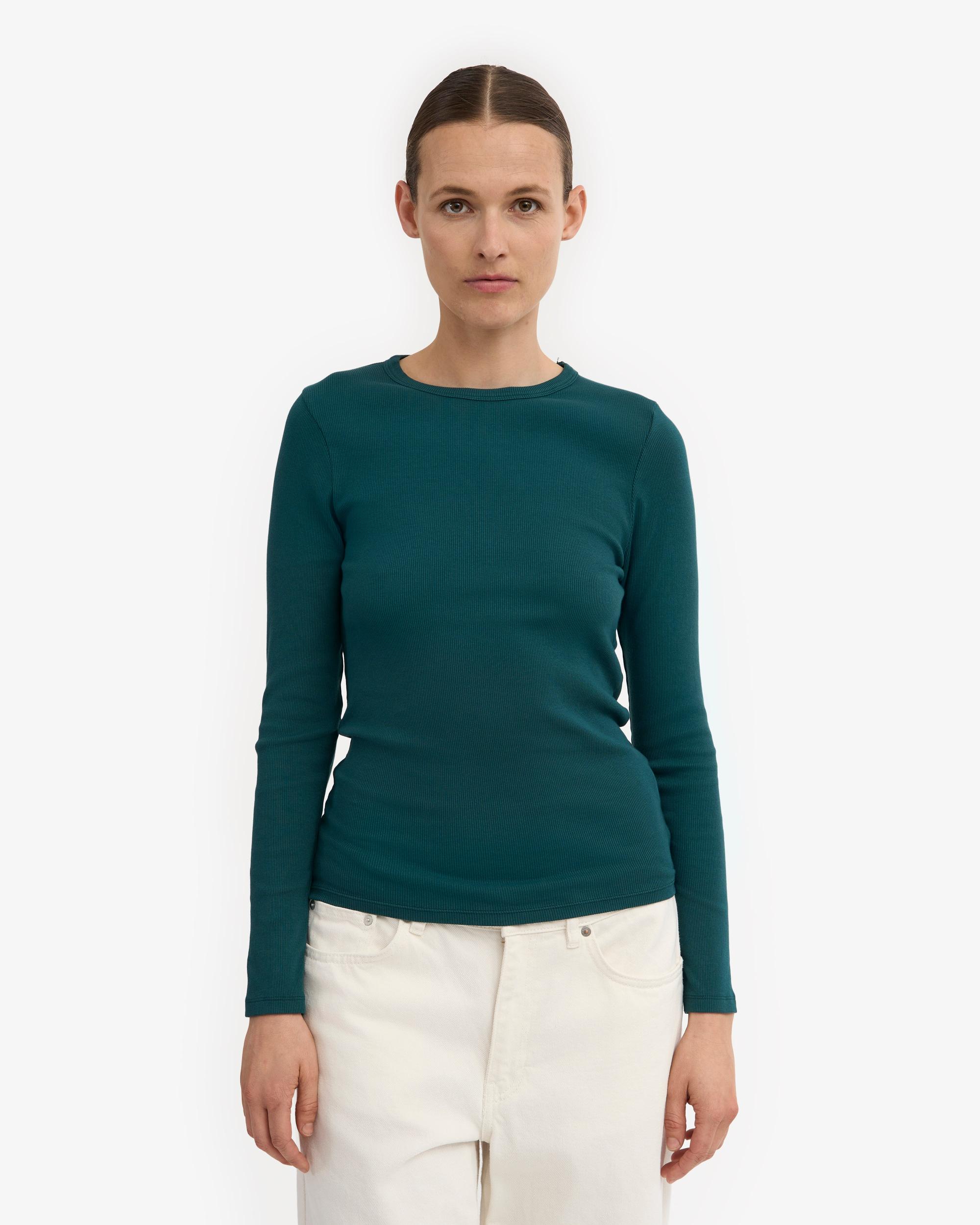 Women Organic Rib LS T-Shirt - Ocean Green Product Image