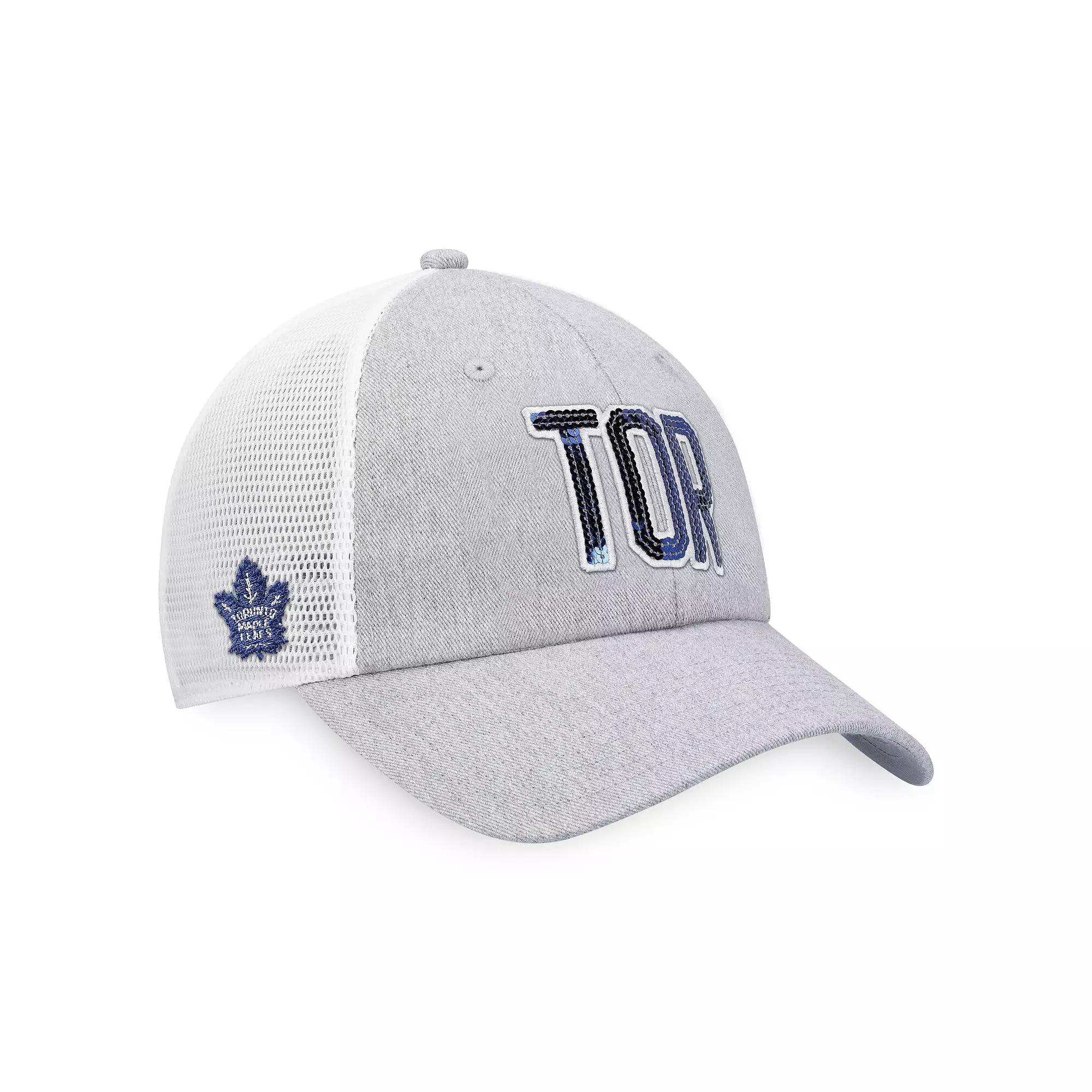 Women's  Fanatics Branded Heather Gray/White Toronto Maple Leafs Iconic Glimmer Trucker Snapback Hat, Mpl Grey Product Image