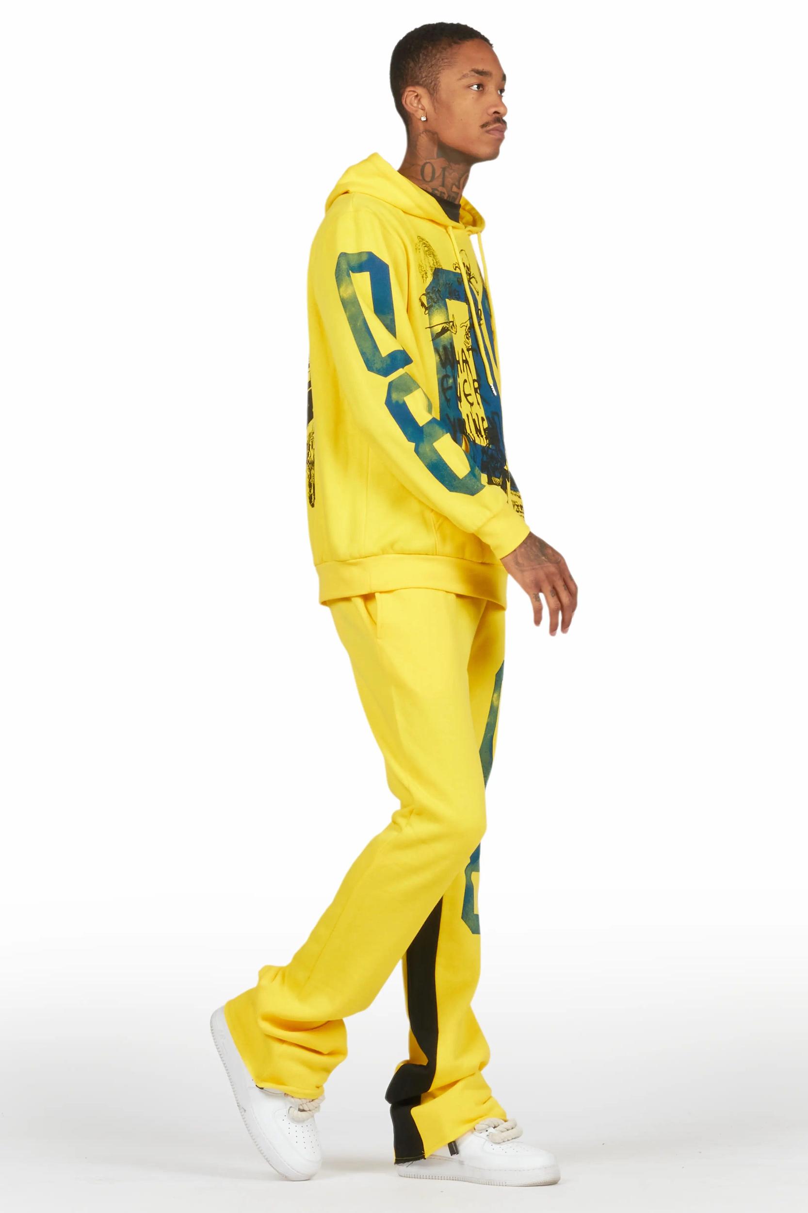 Grill Yellow Hoodie Baggy Track Pant Set Male Product Image