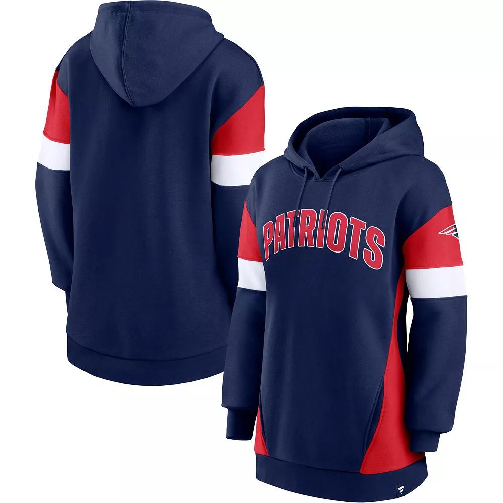 Women's Fanatics Branded Navy/Red New England Patriots Lock It Down Pullover Hoodie,  Product Image