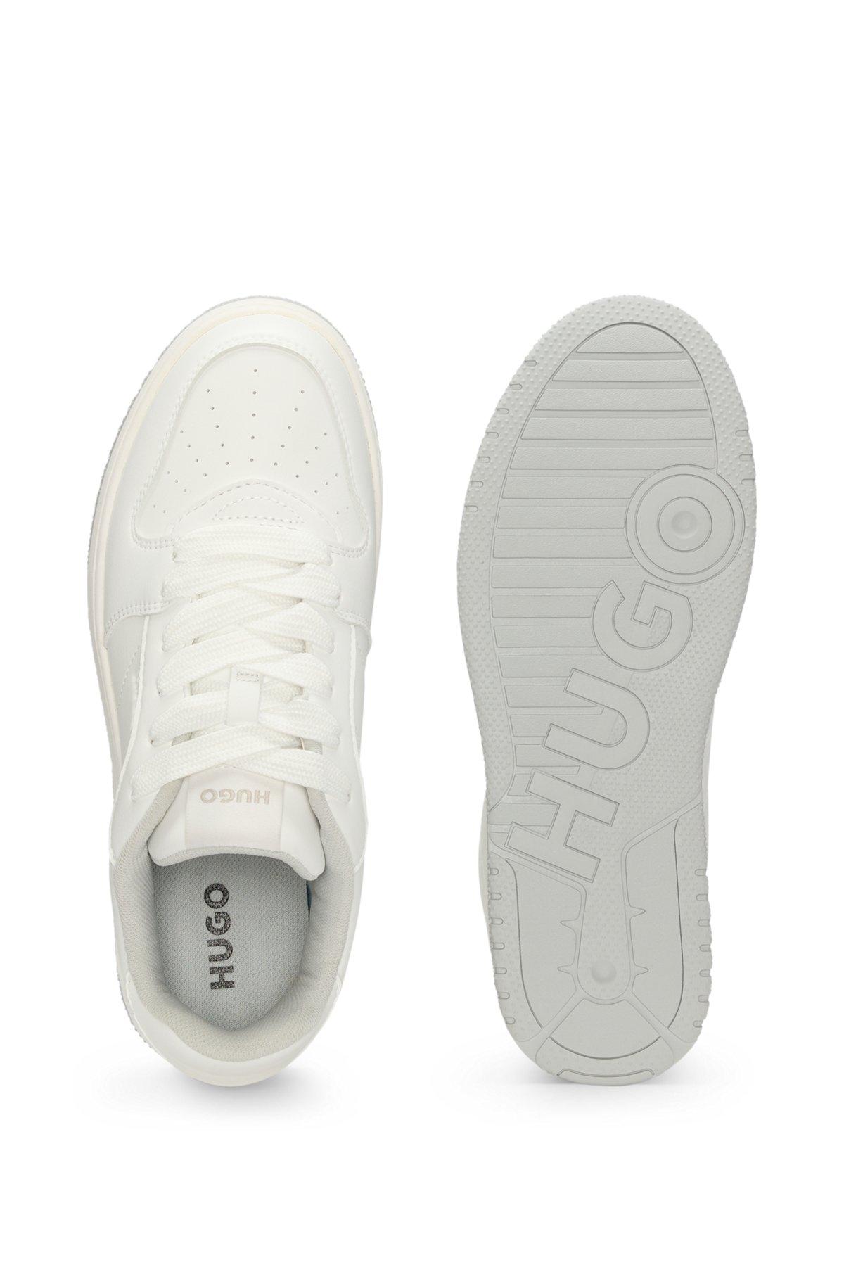 HUGO - All-white trainers with faux-leather uppers - White Product Image