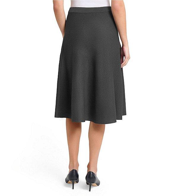 Ming Wang Knit Elastic Waist A-line Midi Skirt Product Image