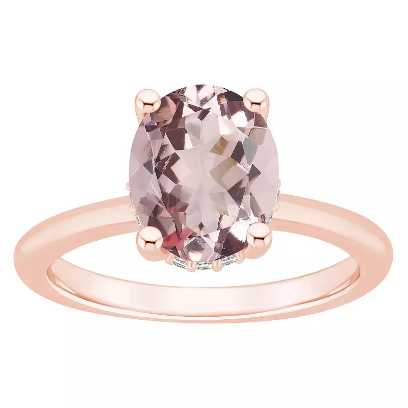 Alyson Layne 14k Rose Gold Oval Morganite & Diamond Accent Ring, Women's, Size: 5 Product Image
