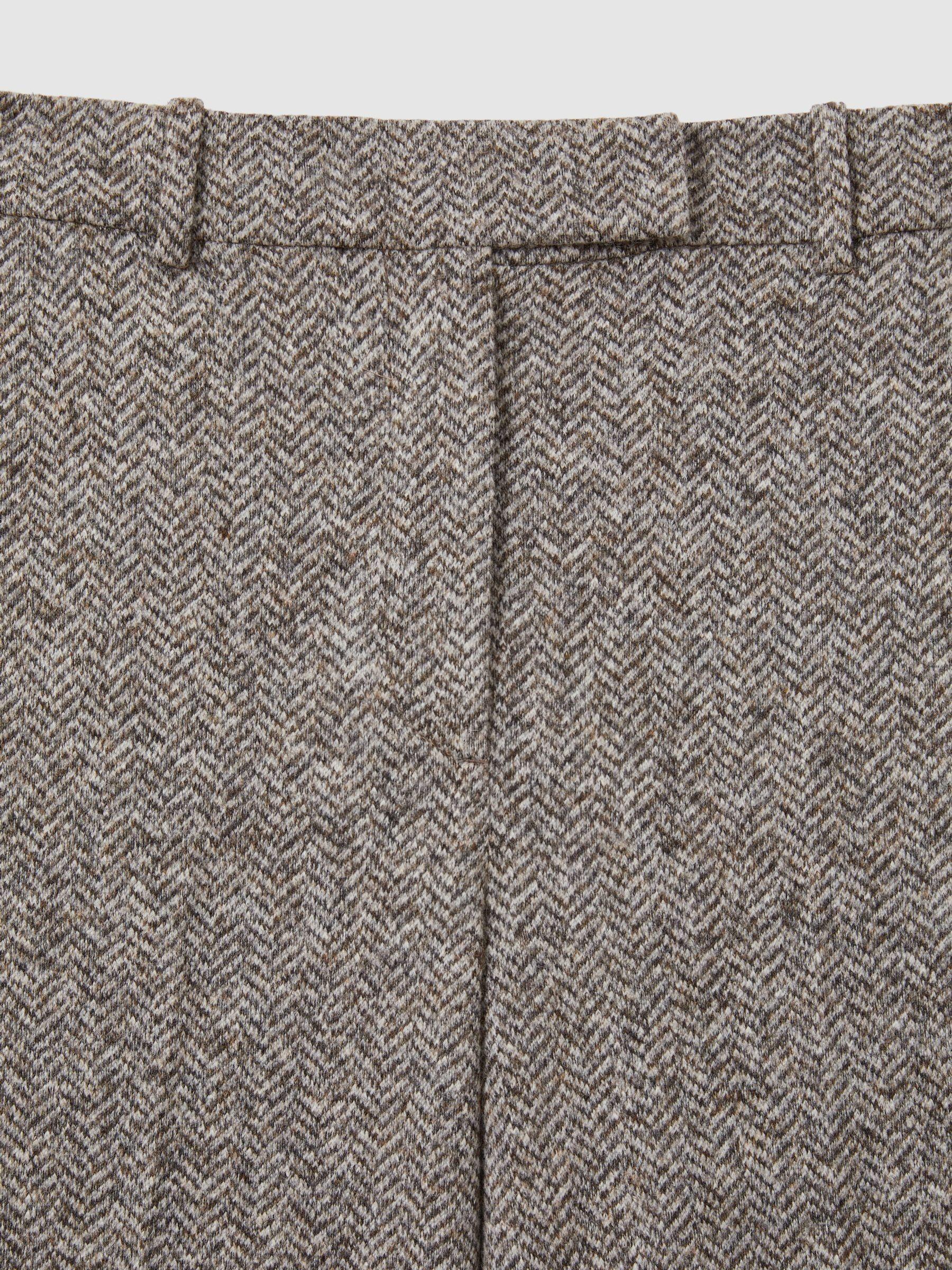 Textured Wool Blend Wide Leg Suit Trousers in Grey Product Image