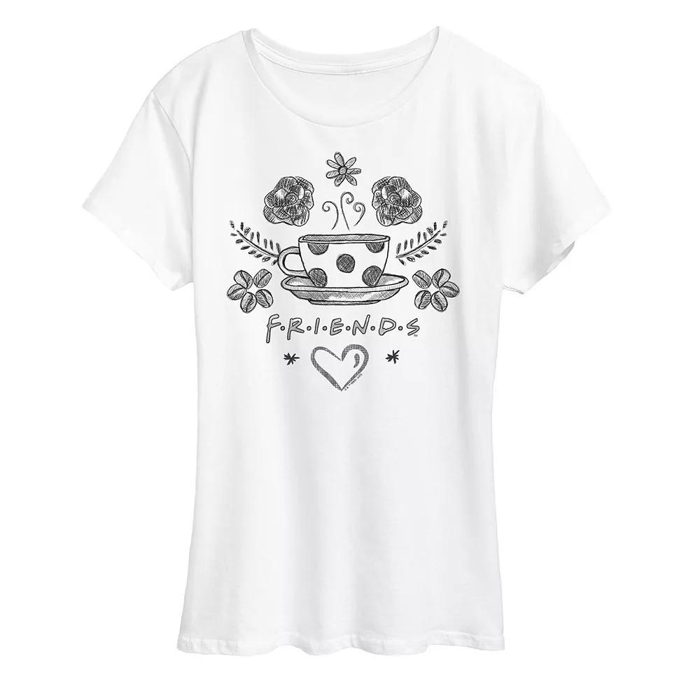 Women's Friends Floral Coffee Logo Graphic Tee, Girl's,  Product Image