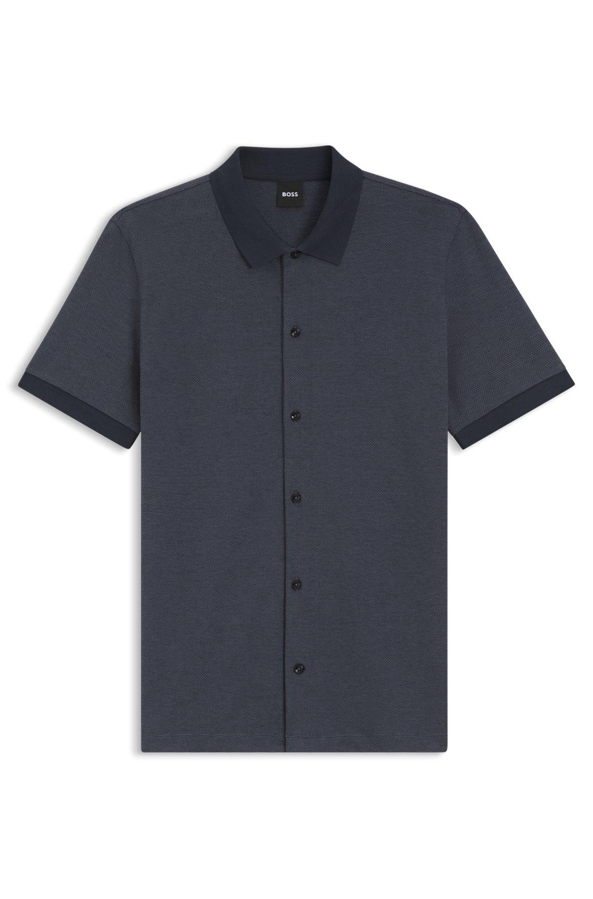 Regular-fit shirt in bubble-structure cotton Product Image