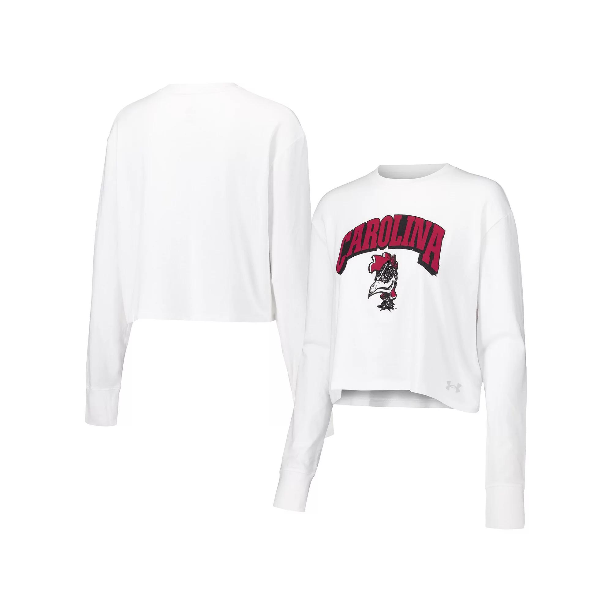 Women's Under Armour White South Carolina Gamecocks Inline All Day Tri-Blend Cropped Long Sleeve T-Shirt, Size: XL Product Image