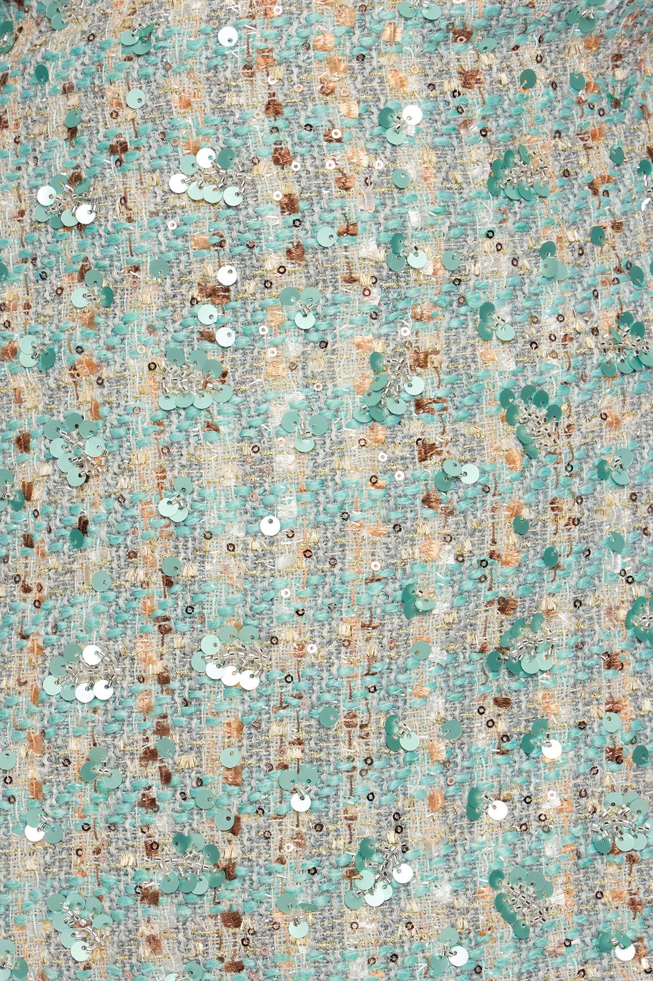 Maeve Embellished Tweed Short Set - Mint Female Product Image