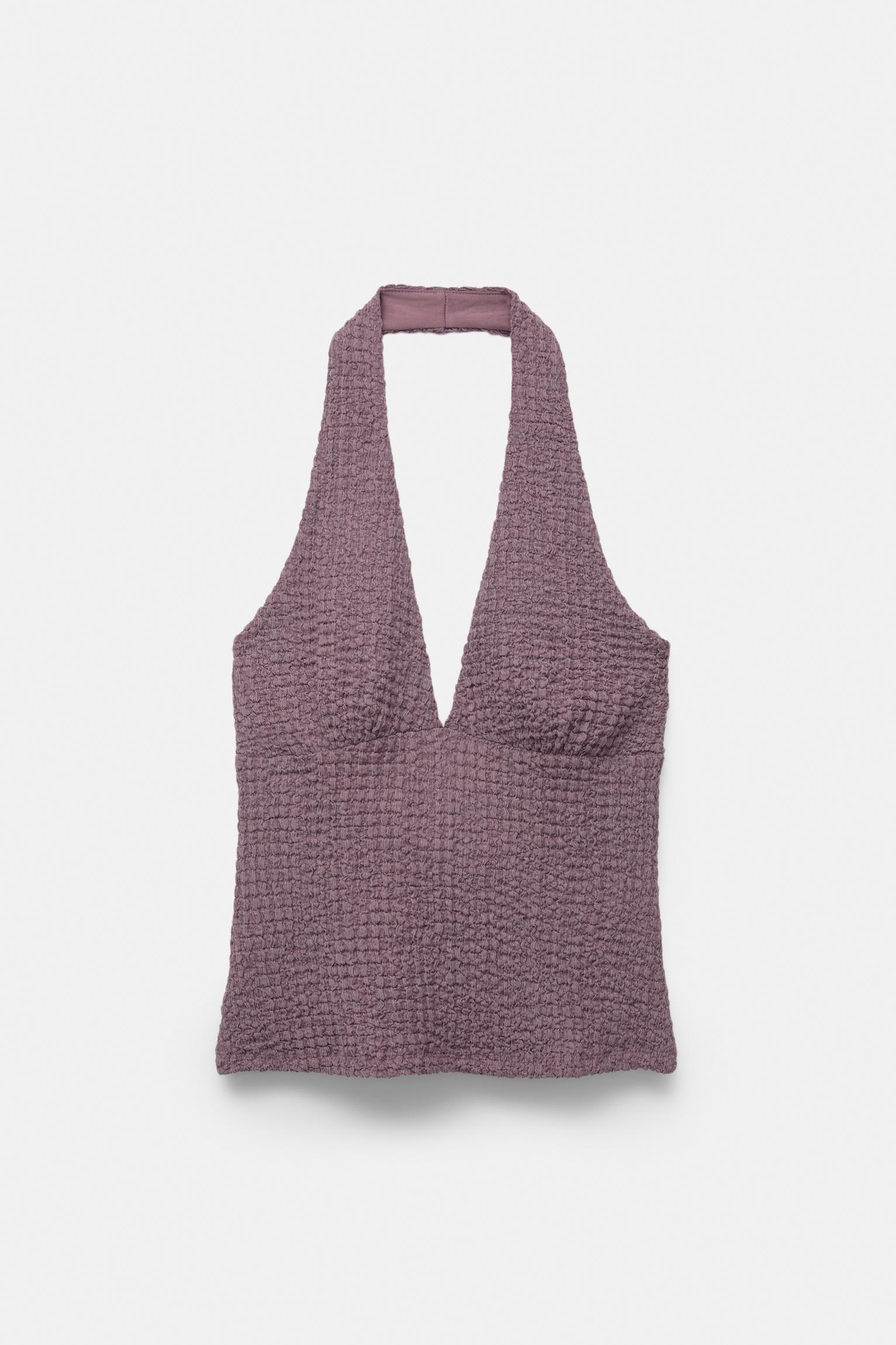 Creased-effect halter top Product Image