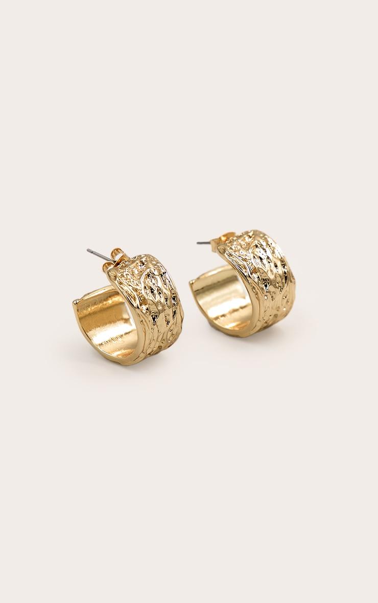 Gold Textured Swirl Small Hoop Earrings Product Image