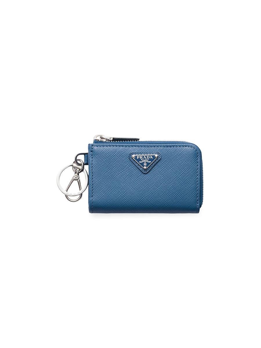 Mens Saffiano Leather Mini Pouch Keychain Product Image