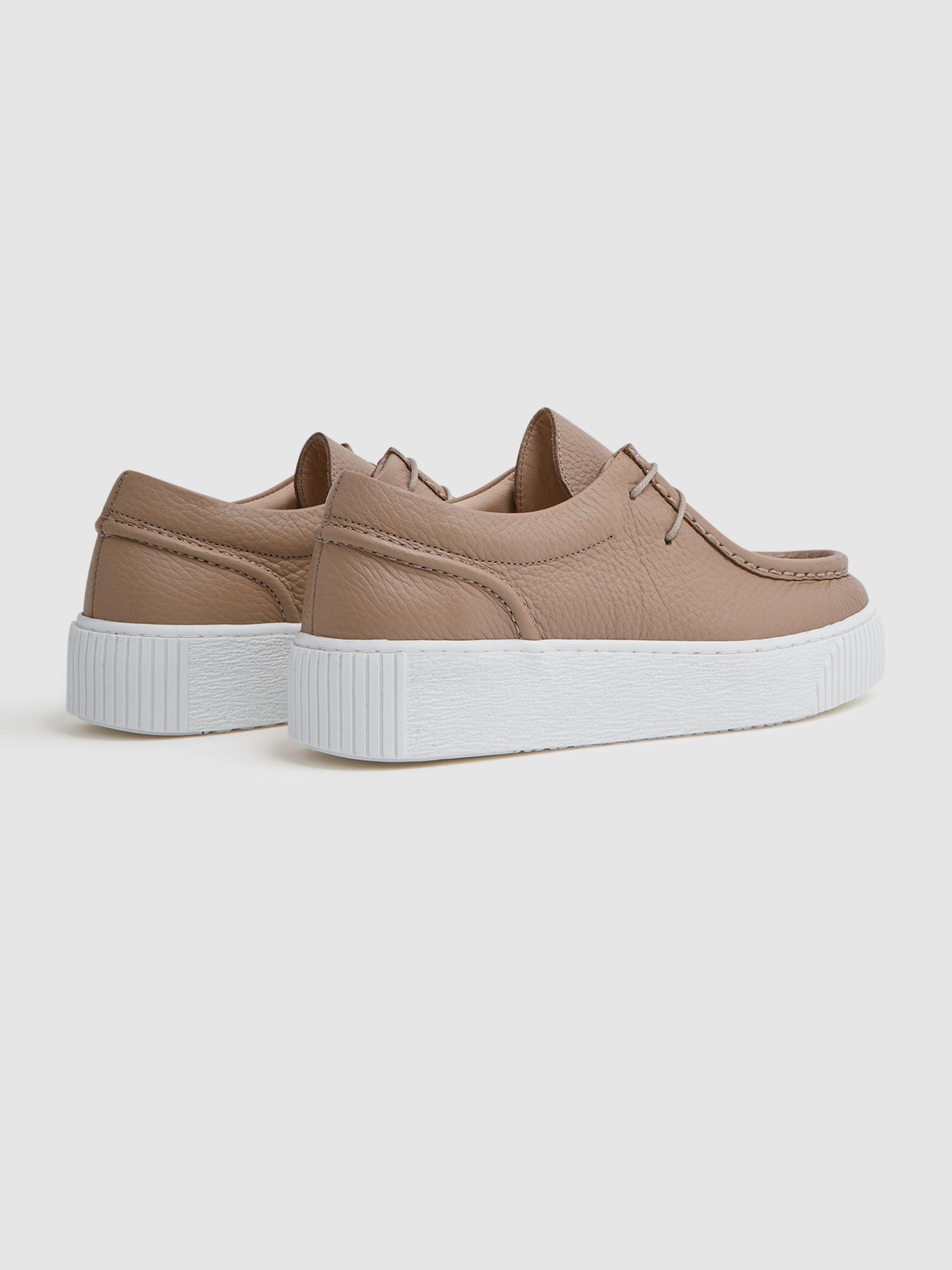 Leather Moccasin Trainers in Taupe Product Image