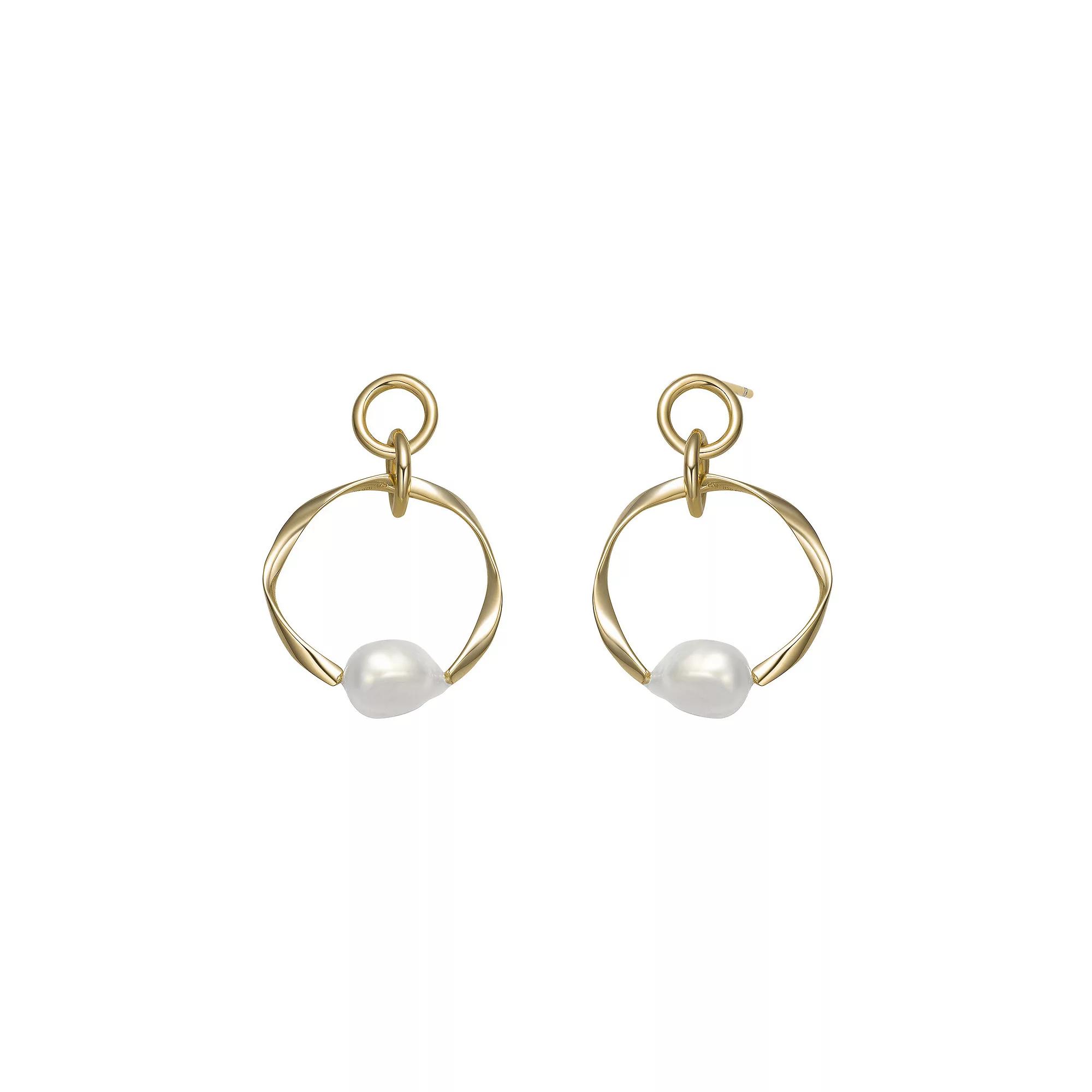 14k Gold Sterling Silver Freshwater Cultured Pearl Drop Earrings, Womens, Gold Tone Product Image