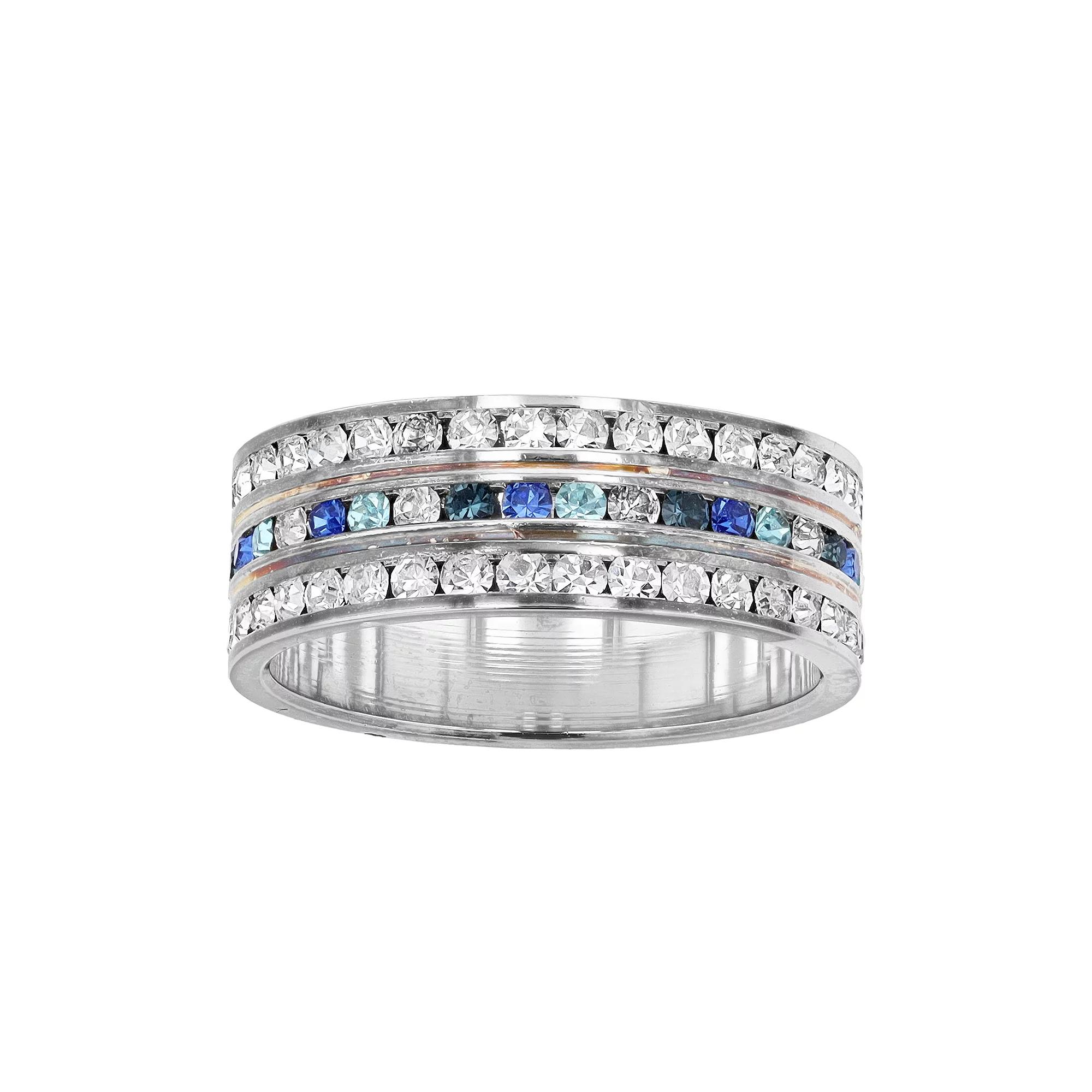 Traditions Jewelry Company Colorful Crystal Accent Three Row Channel Set Ring, Women's,  Product Image