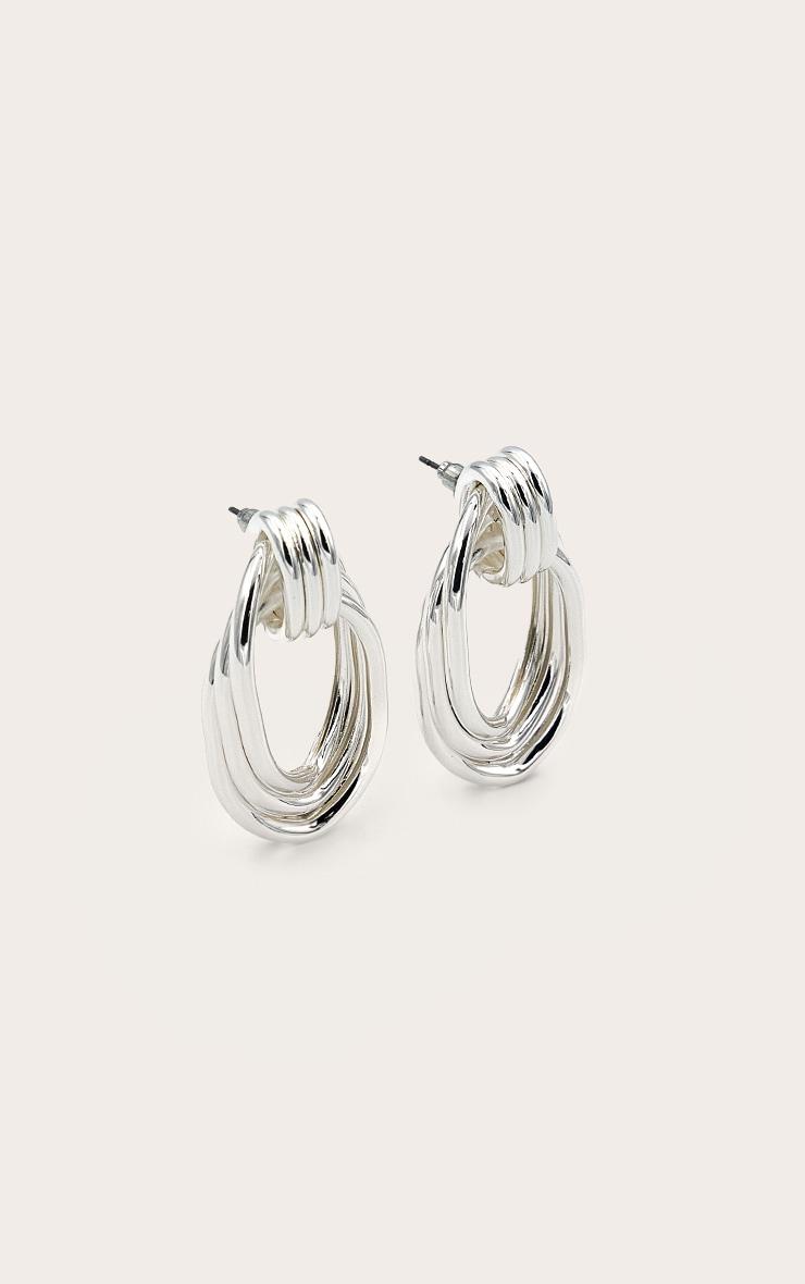 Silver Trippel Ring Hoop Earrings Product Image