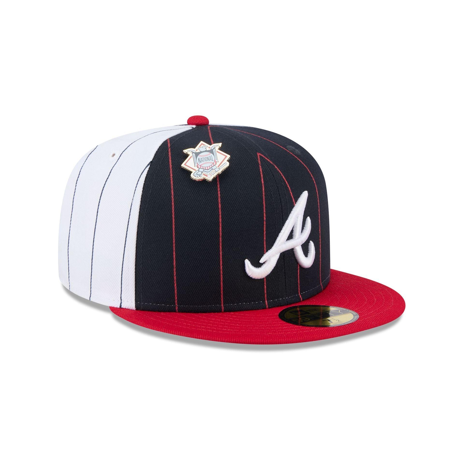 Atlanta Braves Pinstripe League Pin 59FIFTY Fitted Hat Male Product Image